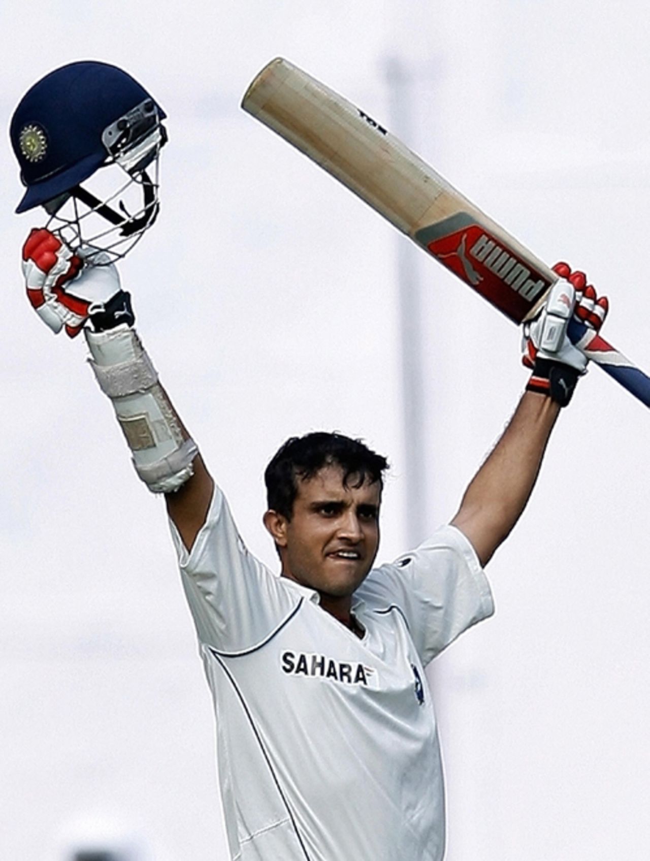 Sourav Ganguly celebrates after reaching his maiden double-century, India v Pakistan, 3rd Test, Bangalore, 2nd day, December 9, 2007 