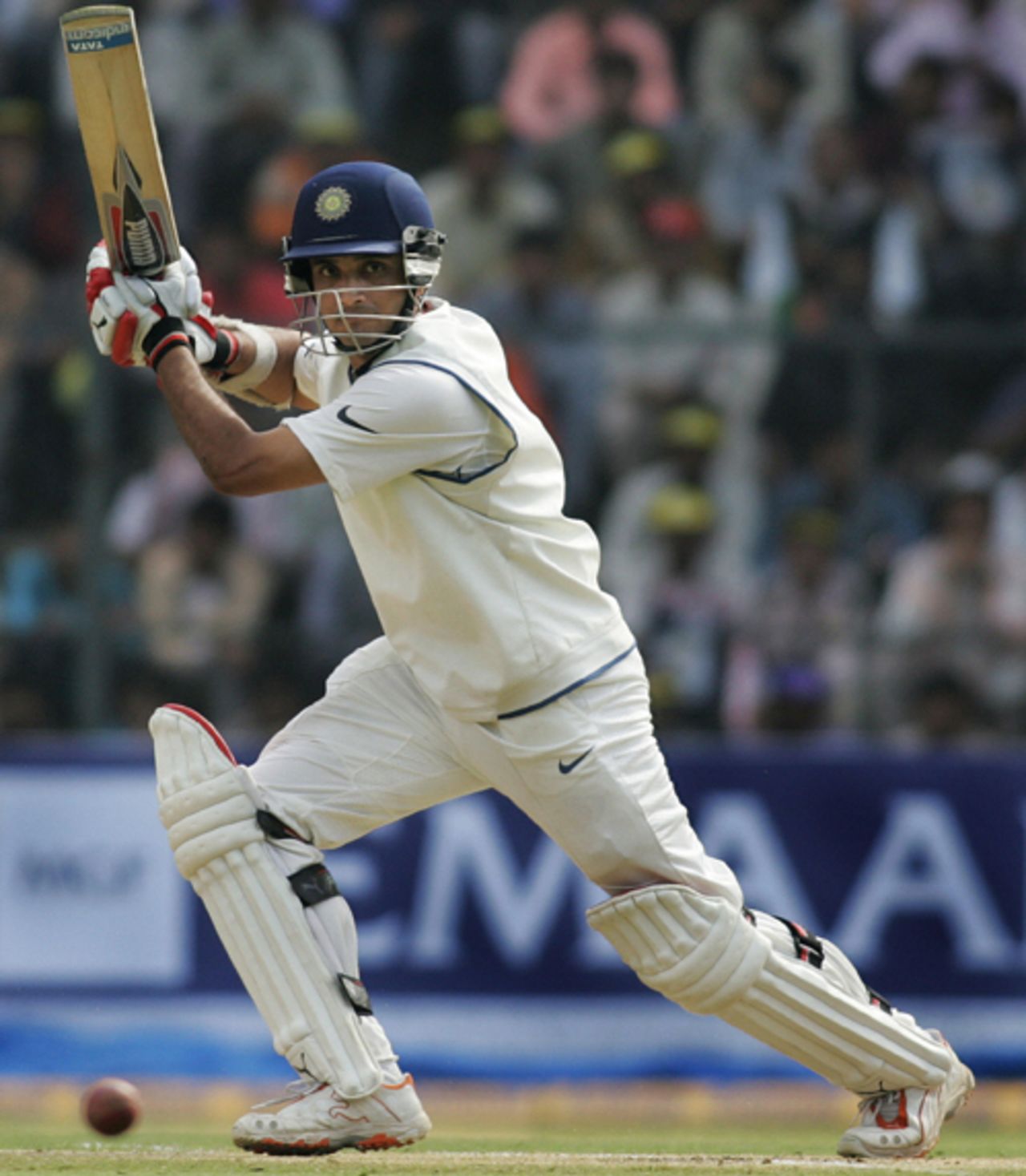 Sourav Ganguly drills one through the offside during his 239, India v Pakistan, 3rd Test, Bangalore, 2nd day, December 9, 2007