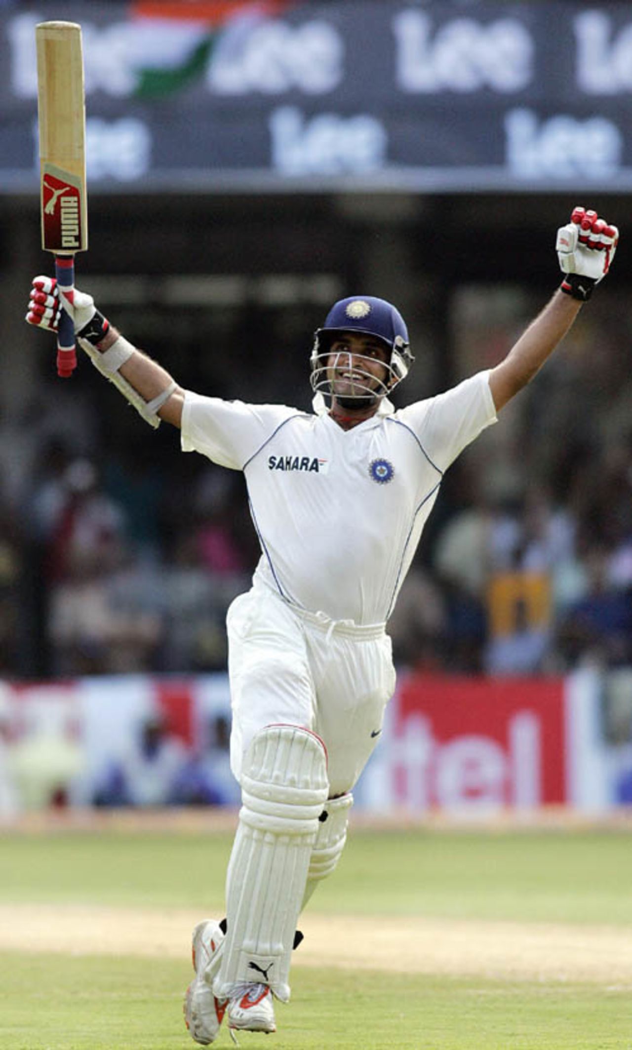 Sourav Ganguly is delighted after reaching a double-hundred, India v Pakistan, 3rd Test, Bangalore, 2nd day, December 9, 2007