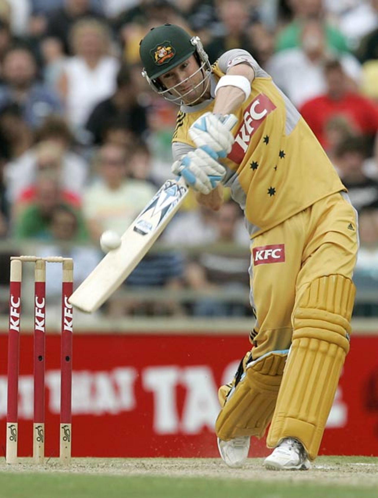 Michael Clarke hits the first six of the Twenty20 match, Australia v New Zealand, Twenty20 international, Perth, December 11, 2007