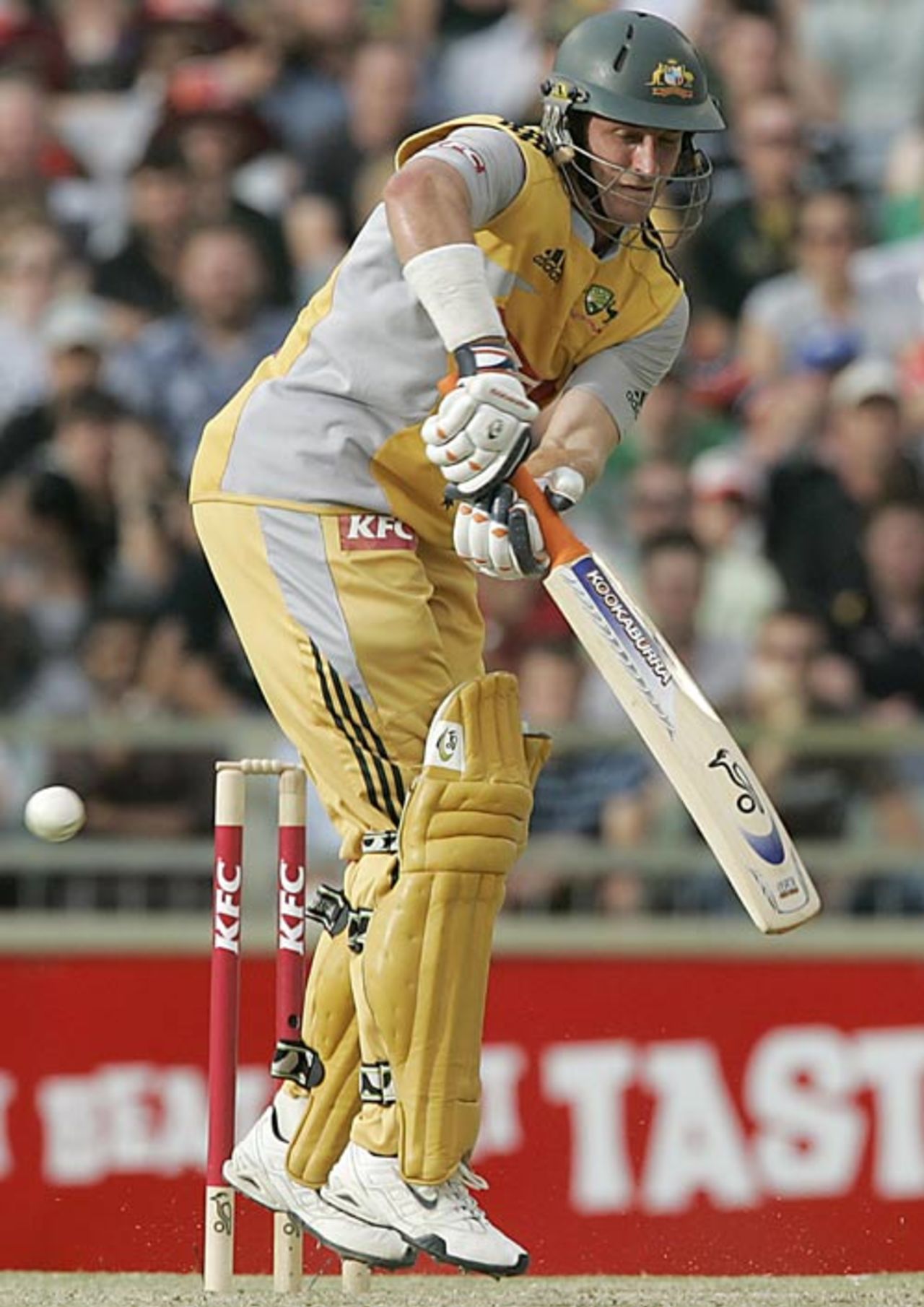 Michael Hussey clips one to leg, Australia v New Zealand, Twenty20 international, Perth, December 11, 2007