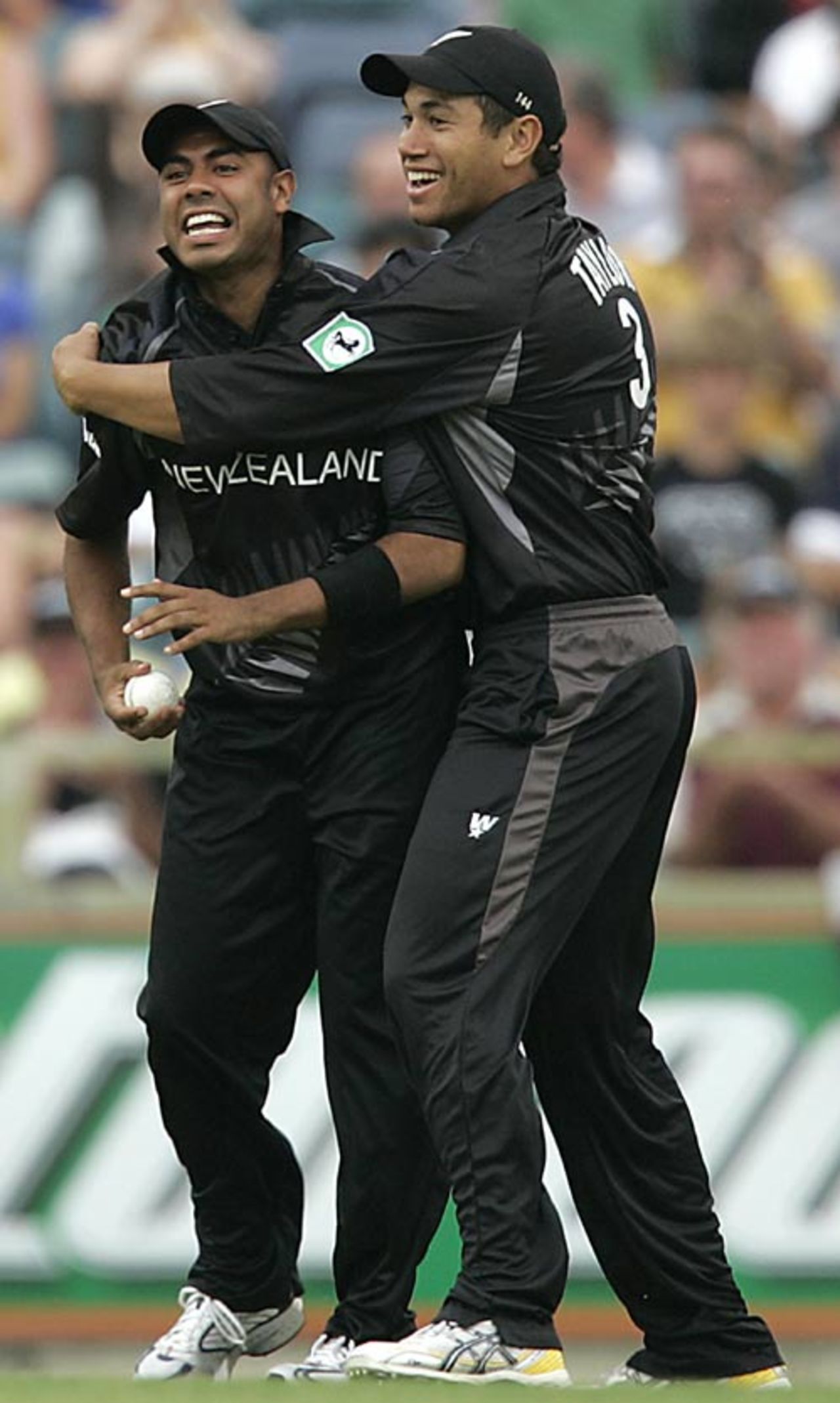 Jeetan Patel celebrates after taking a stunning catch to dismiss Adam Gilchrist, Australia v New Zealand, Twenty20 international, Perth, December 11, 2007
