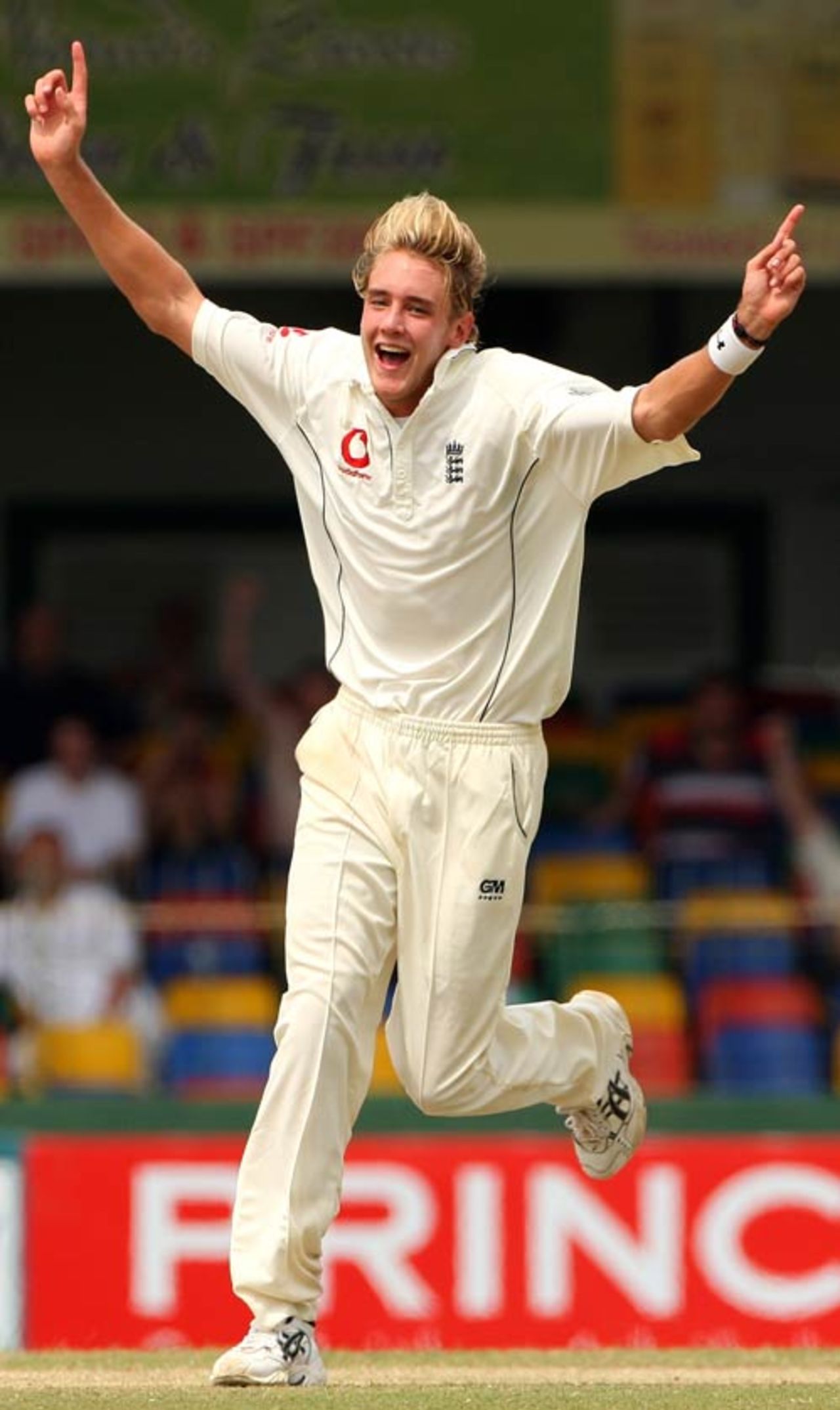 Stuart Broad celebrates his maiden Test wicket, that of Chaminda Vaas, Sri Lanka v England, 2nd Test, Colombo, December 12, 2007