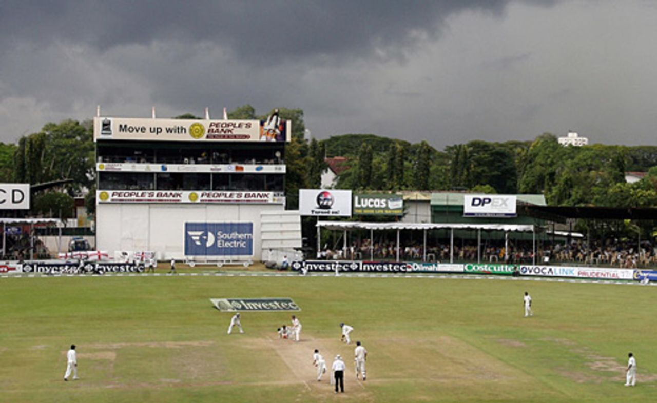 The clouds linger over the SSC in Colombo, before the rain fell to force a draw, Sri Lanka v England, 2nd Test, Colombo, December 13, 2007