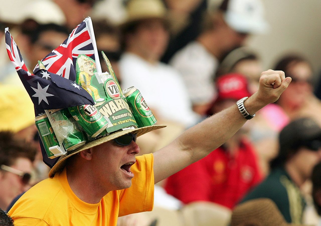 An Australian fan cheers on at the Adelaide Oval, Australia v New Zealand, 1st ODI, Chappell-Hadlee Trophy, December 14, 2007