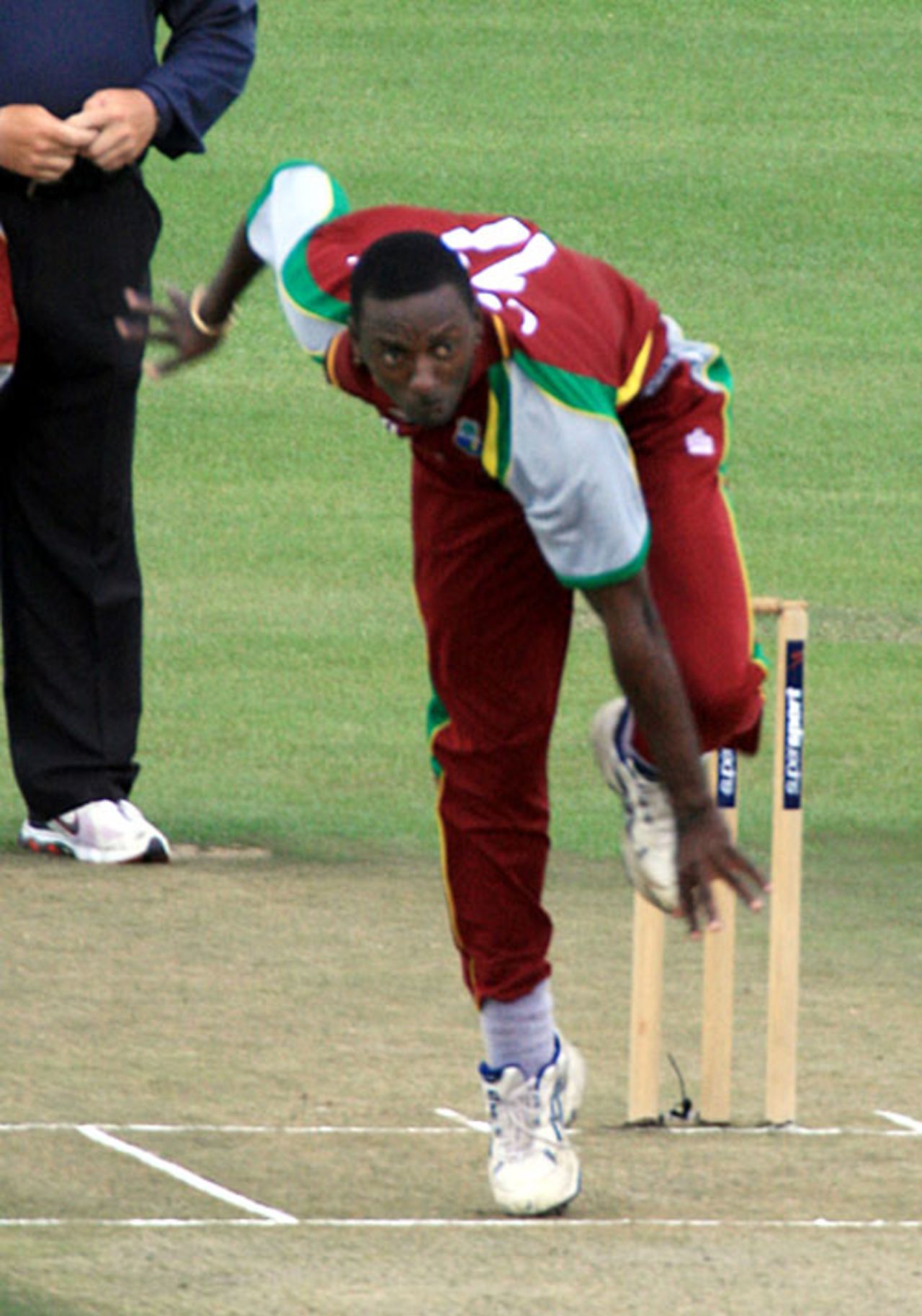 Pedro Collins unwinds in the tour opener, Makhaya Ntini XI v West Indians, East London, December 14, 2007