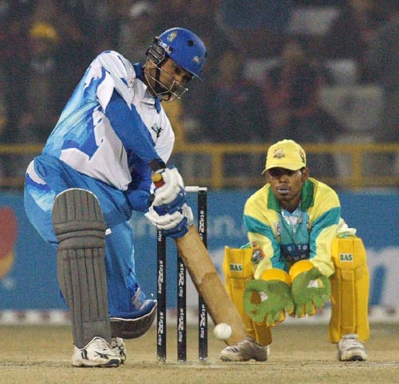 Abbas Ali is poised to wallop the ball, Chandigarh Lions v Delhi Jets, 2nd semi-final, Indian Cricket League, Panchkula, December 15, 2007