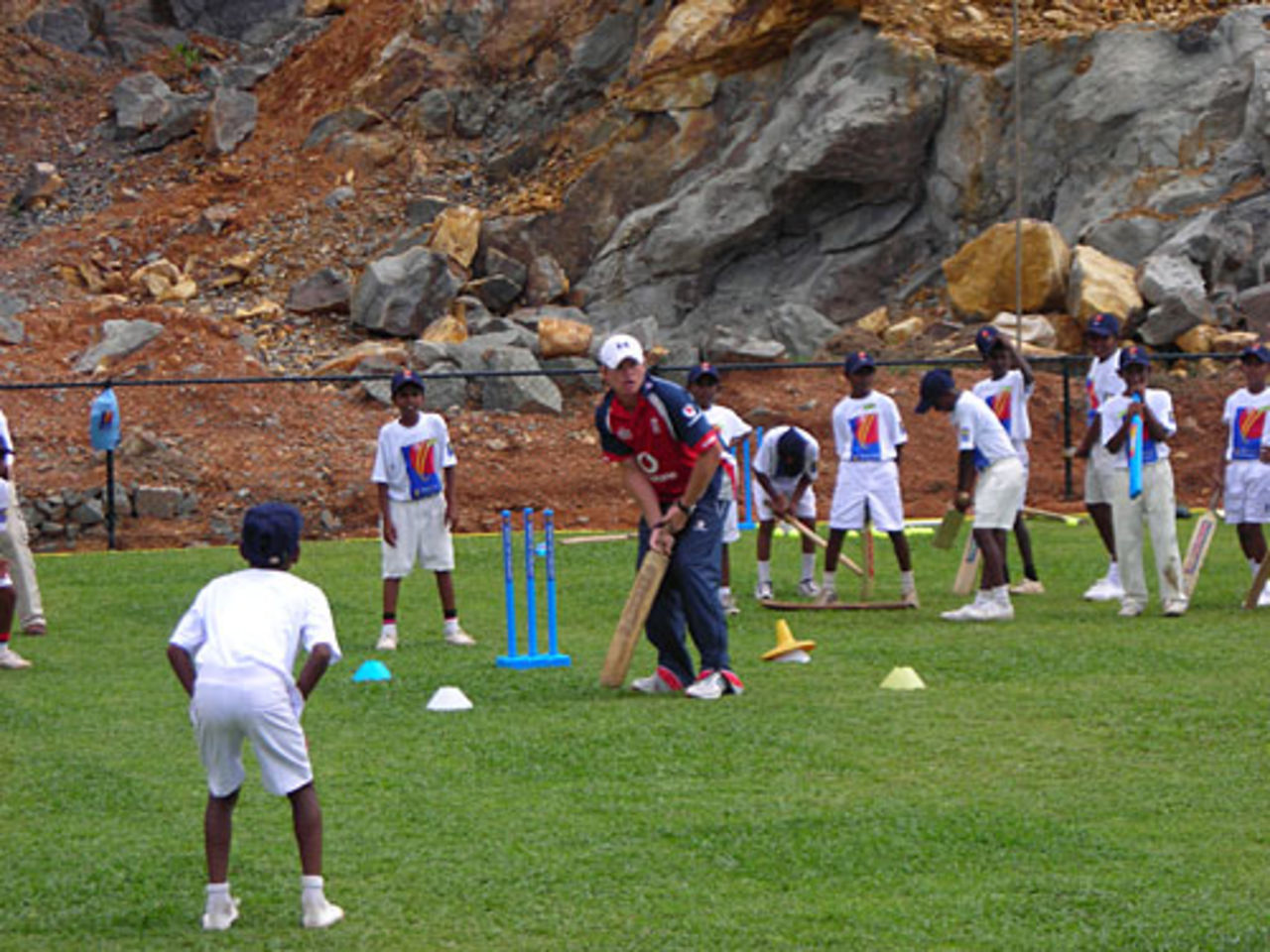 Ian Bell at a Spirit of Cricket skills programme in Galle, December 16, 2007