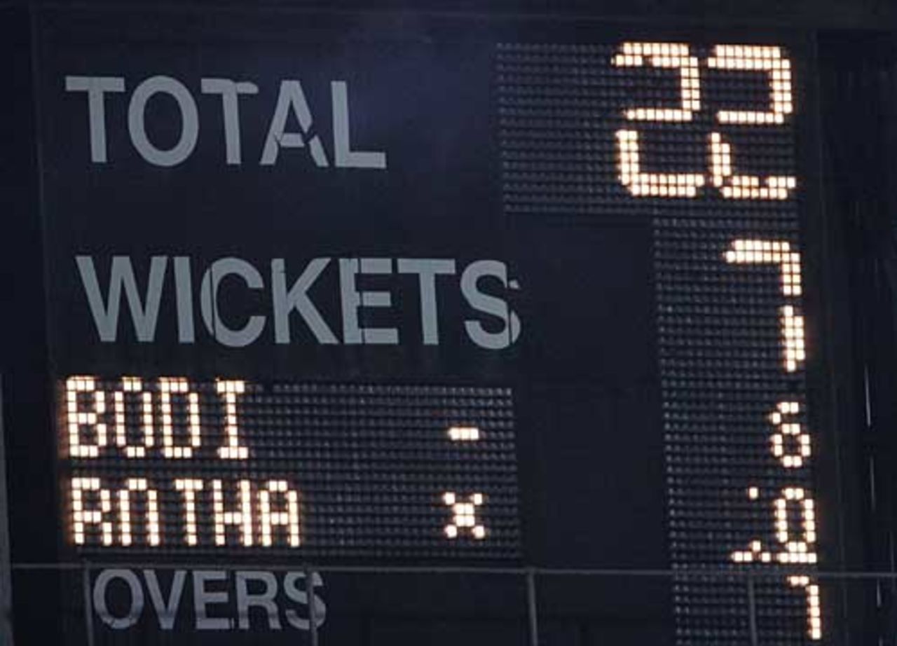 The scoreboard highlights South Africa's problems, South Africa v West Indies, 1st Twenty20, Port Elizabeth, December 16, 2007