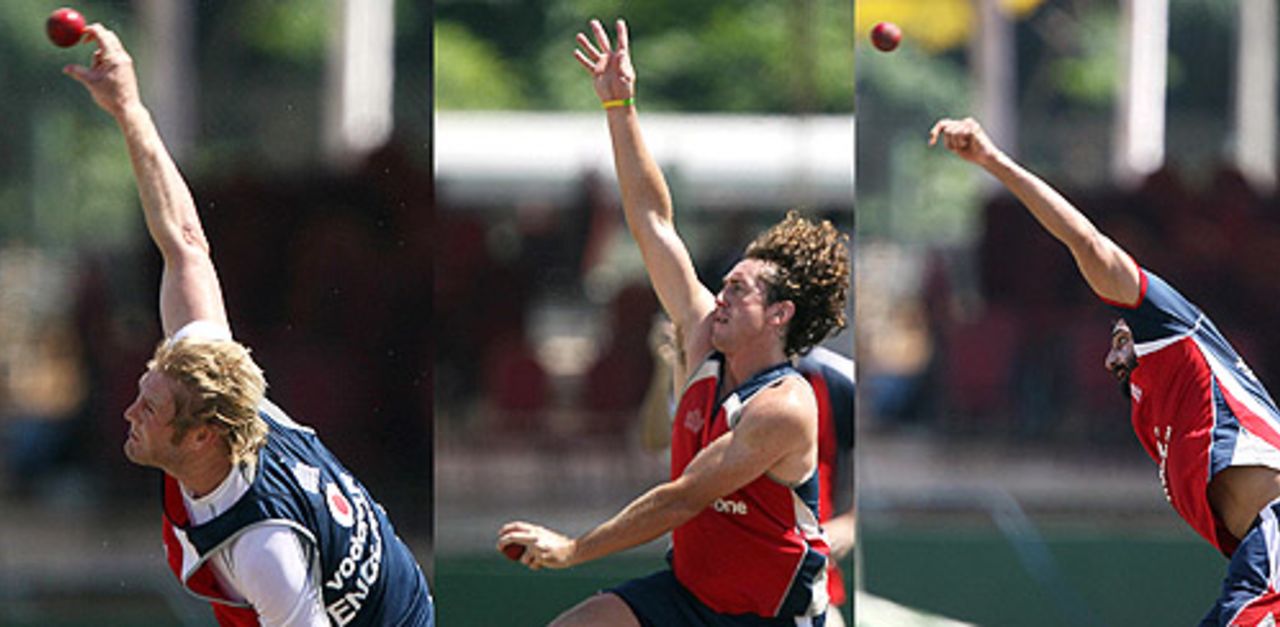 The England bowlers hit the nets, Galle, December 17, 2007