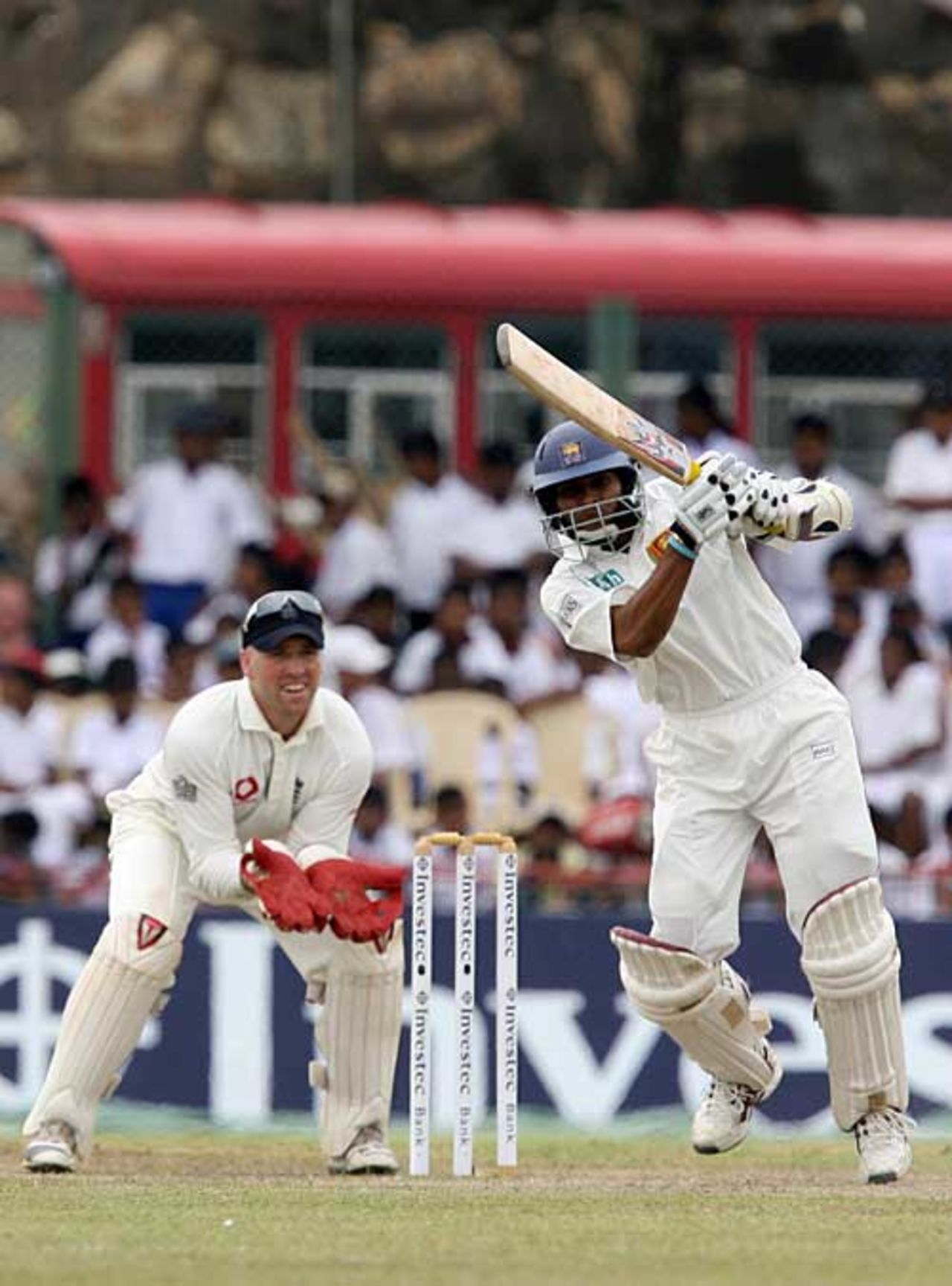 Tillakaratne Dilshan drives during his positive innings, Sri Lanka v England, 3rd Test, Galle, December 19, 2007