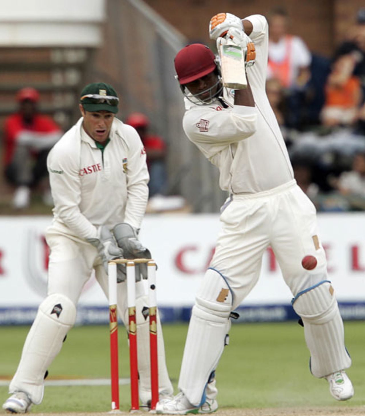 Marlon Samuels drives off the back foot, South Africa v West Indies, 1st Test, Port Elizabeth, 1st day, December 26, 2007