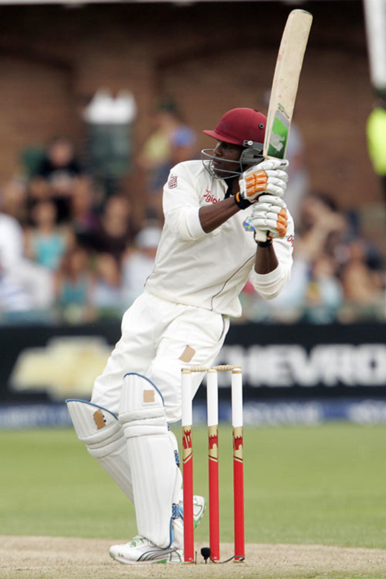 Marlon Samuels clatters the ball through the on side, South Africa v West Indies, 1st Test, Port Elizabeth, 1st day, December 26, 2007