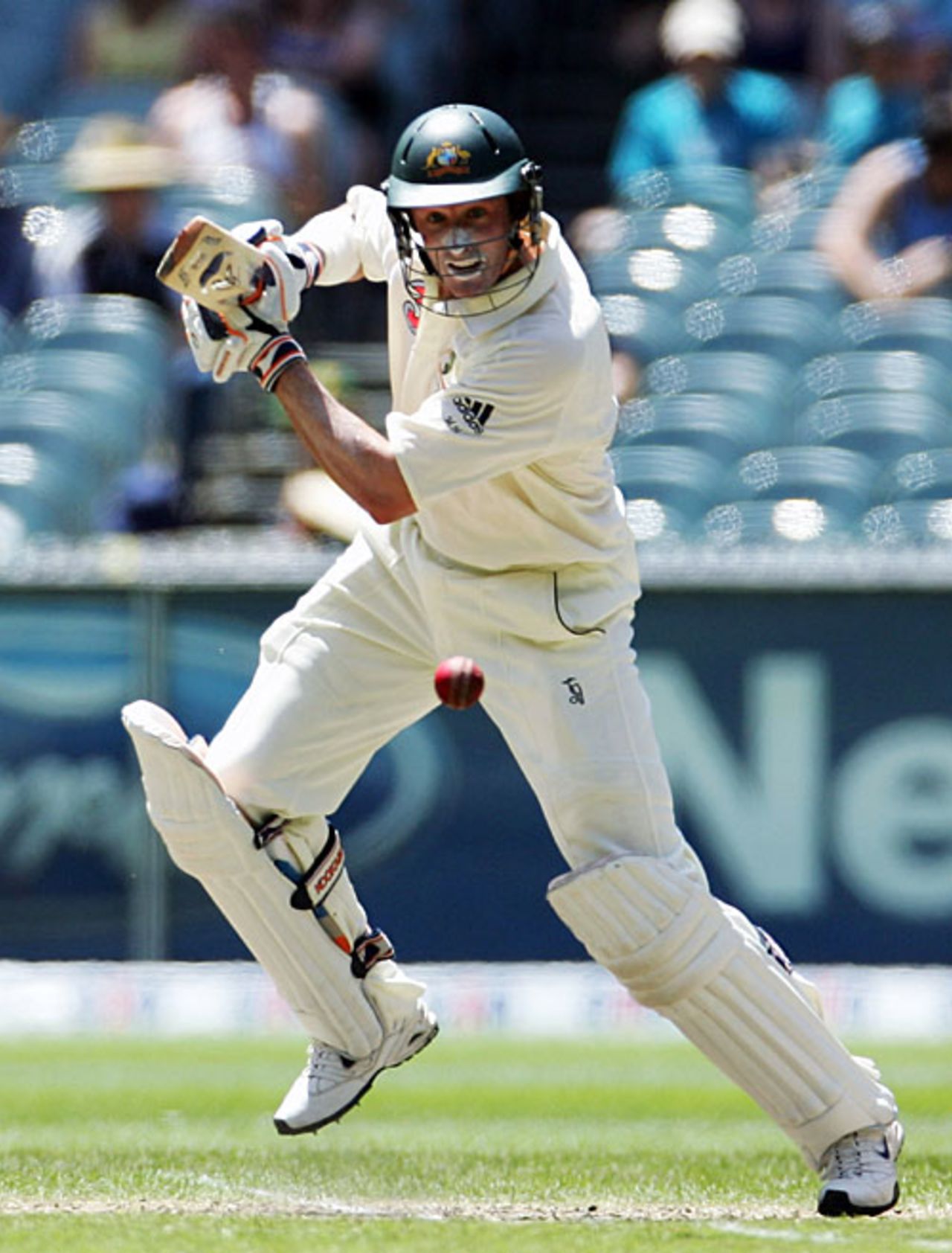 Michael Hussey plays through the off side, Australia v India, 1st Test, Melbourne, 3rd day, December 28, 2007