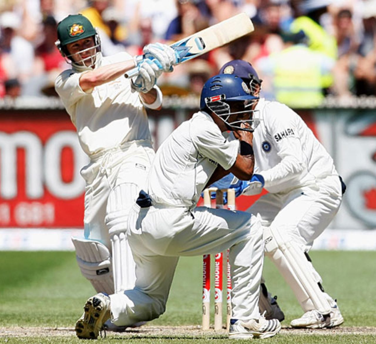 Michael Clarke pulls during his half-century, Australia v India, 1st Test, Melbourne, 3rd day, December 28, 2007