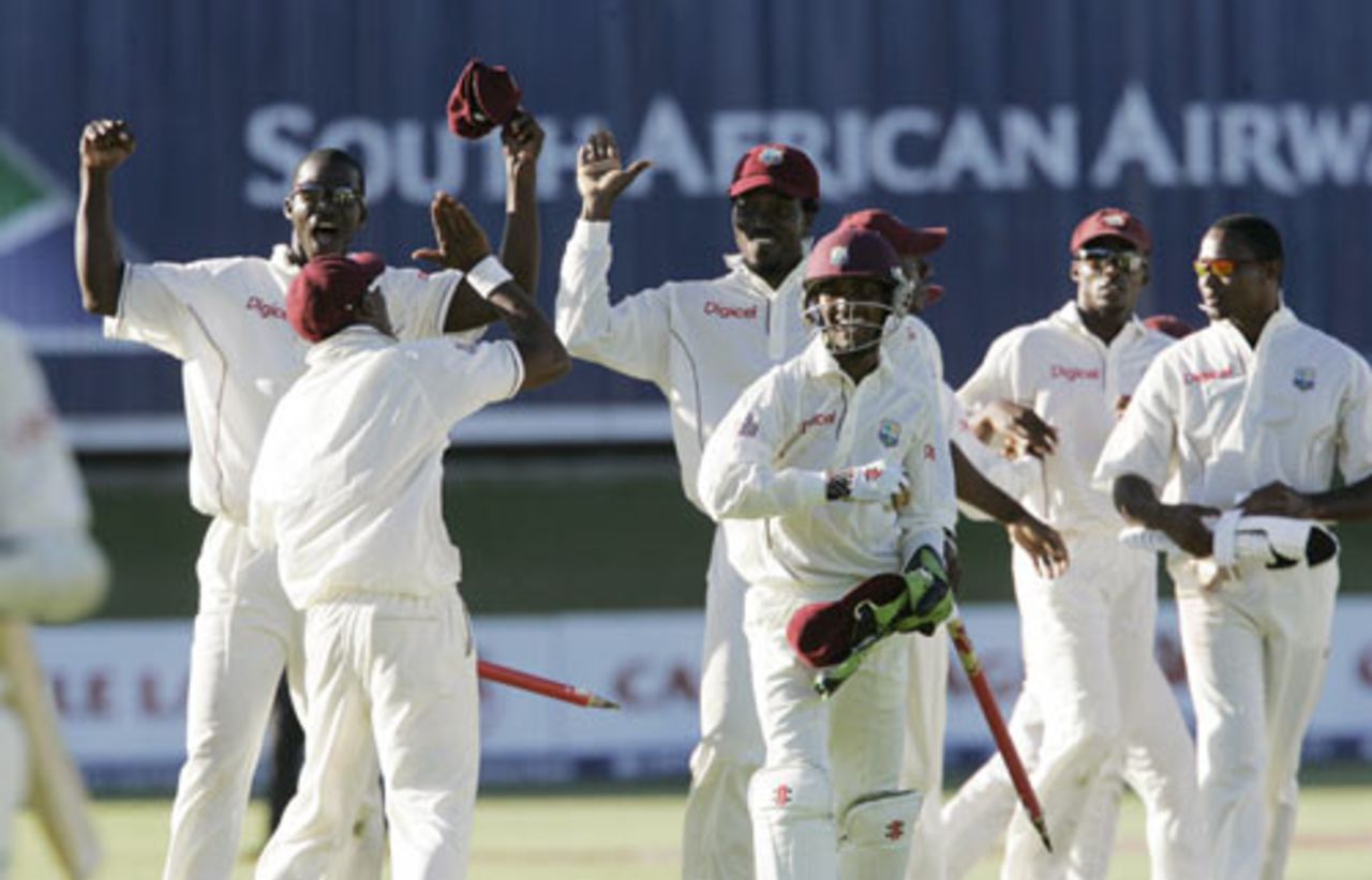 West Indies are cock-a-hoop after clinching a famous victory, South Africa v West Indies, 1st Test, Port Elizabeth, 4th day, December 29, 2007