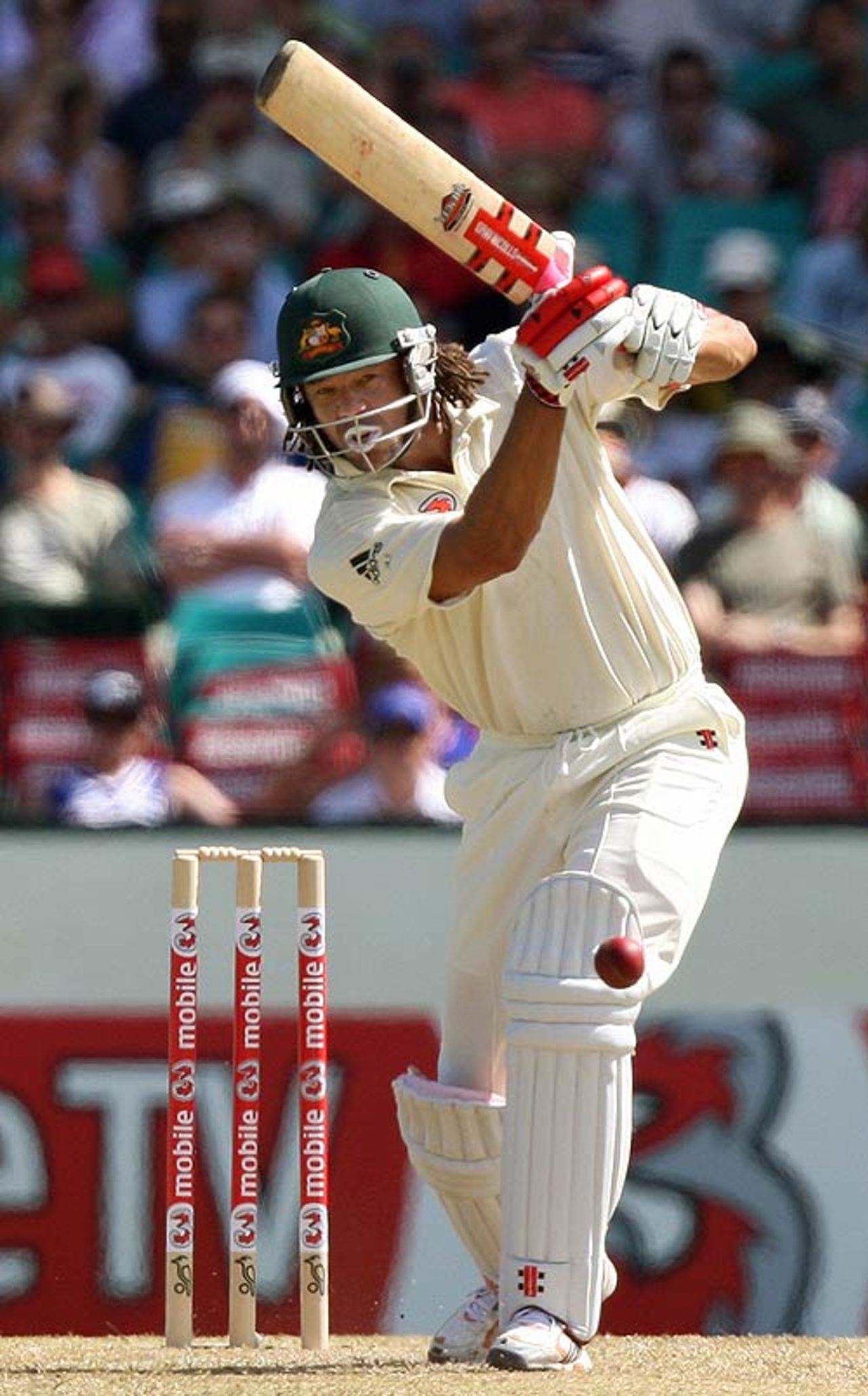 Andrew Symonds drives during his second Test century, Australia v India, 2nd Test, Sydney, 1st day, January 2, 2008