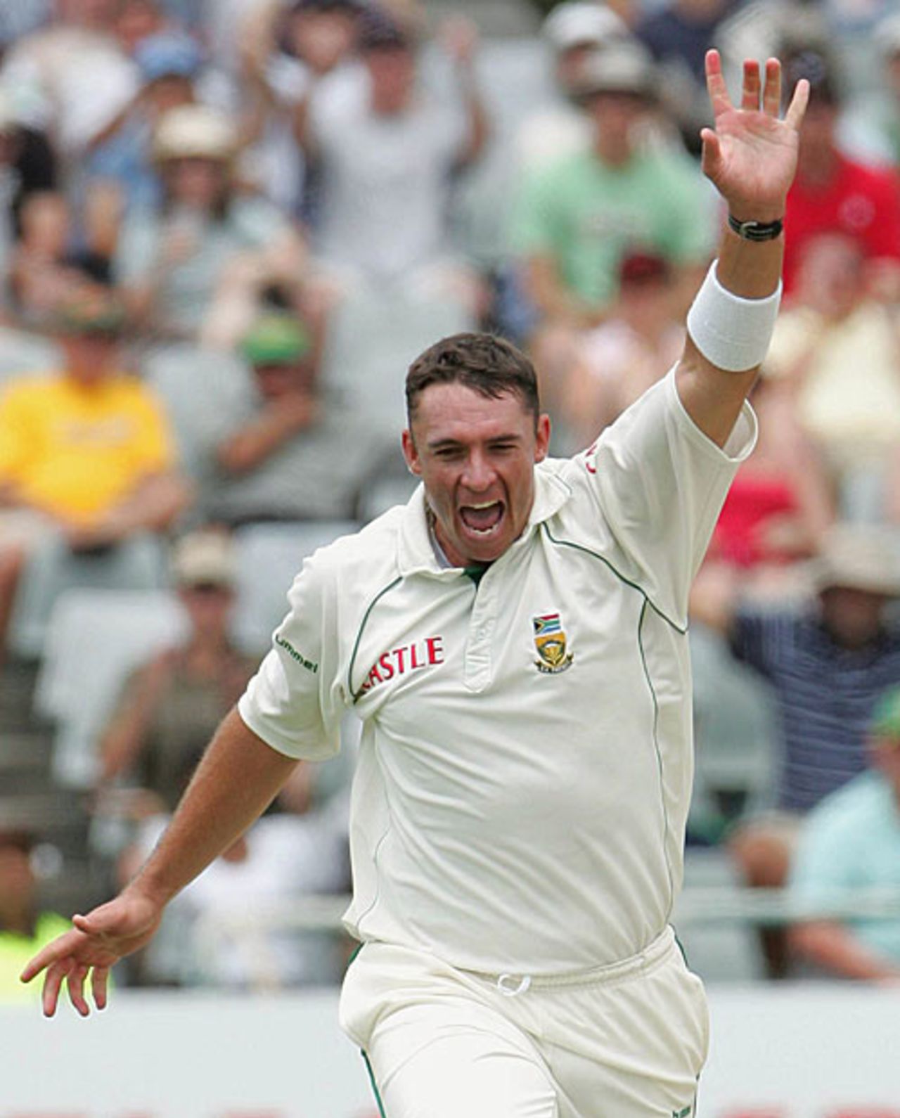 Andre Nel is pumped after dismissing Chris Gayle, South Africa v West Indies, 2nd Test, Cape Town, January 2, 2008