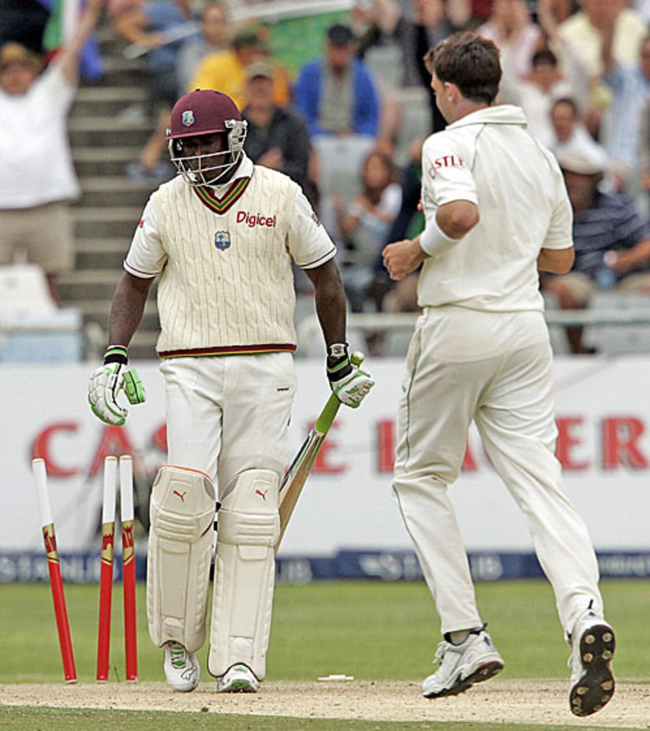 Dale Steyn cleans up Rawl Lewis, South Africa v West Indies, 2nd Test, Cape Town, January 2, 2008