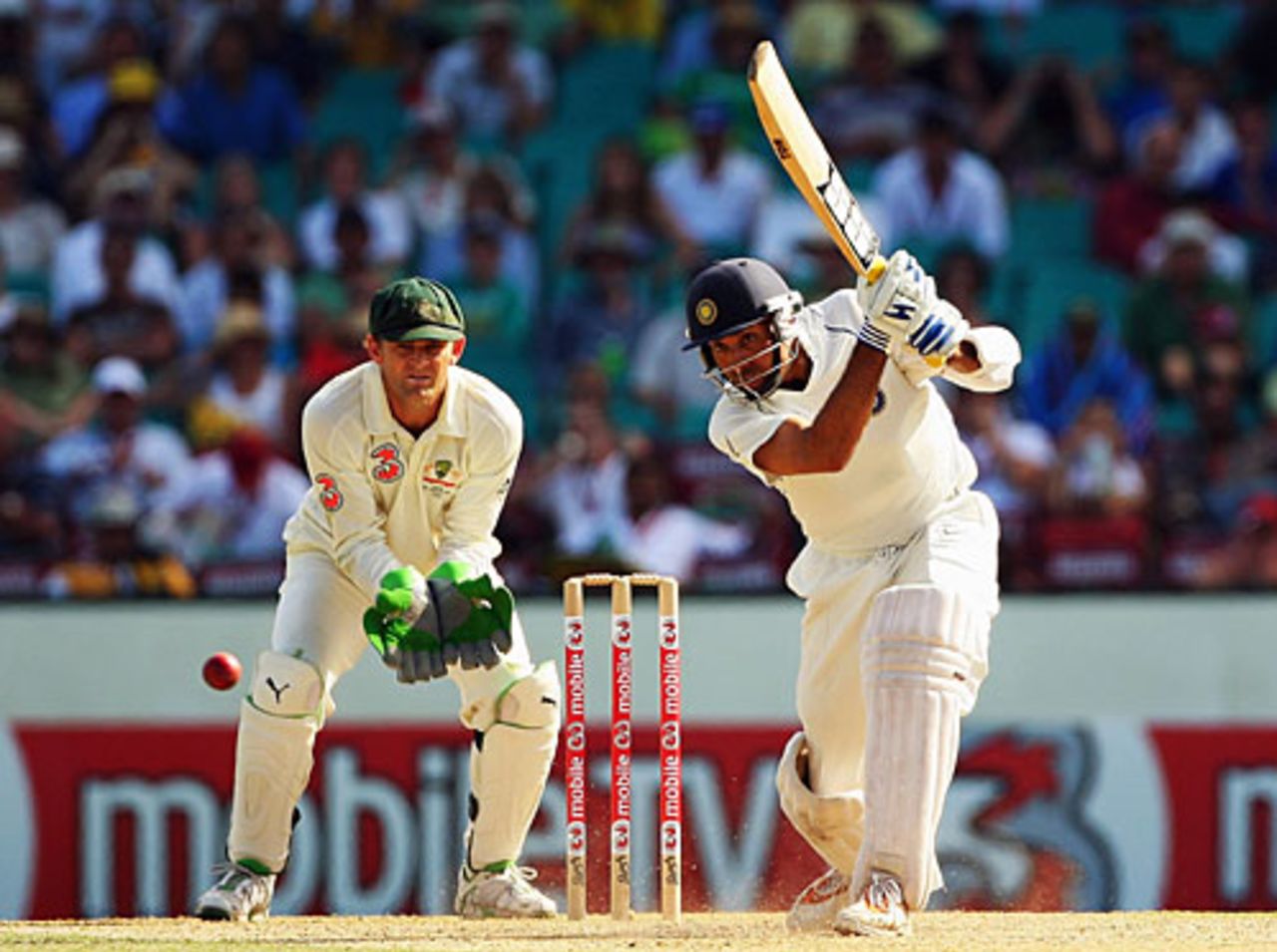 VVS Laxman drives through the covers, Australia v India, 2nd Test, Sydney, 2nd day, January 3, 2008