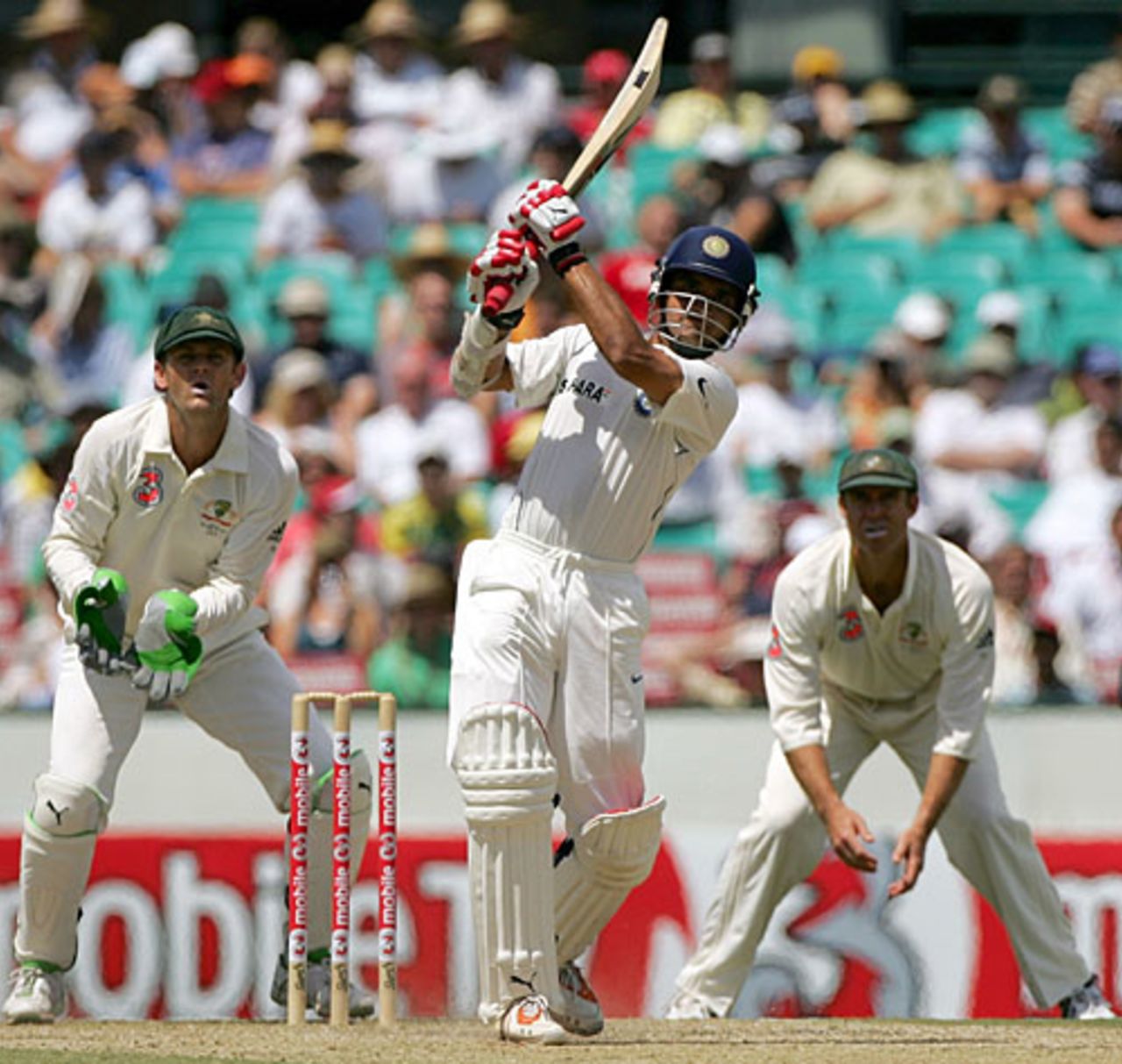 Sourav Ganguly lofts one over mid-on, Australia v India, 2nd Test, Sydney, 3rd day, January 4, 2008
