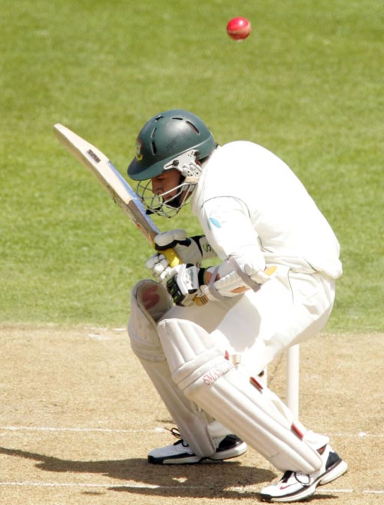 Mushfiqur Rahim ducks under a bouncer, New Zealand v Bangladesh, 1st Test, Dunedin, 1st day, January 4, 2008