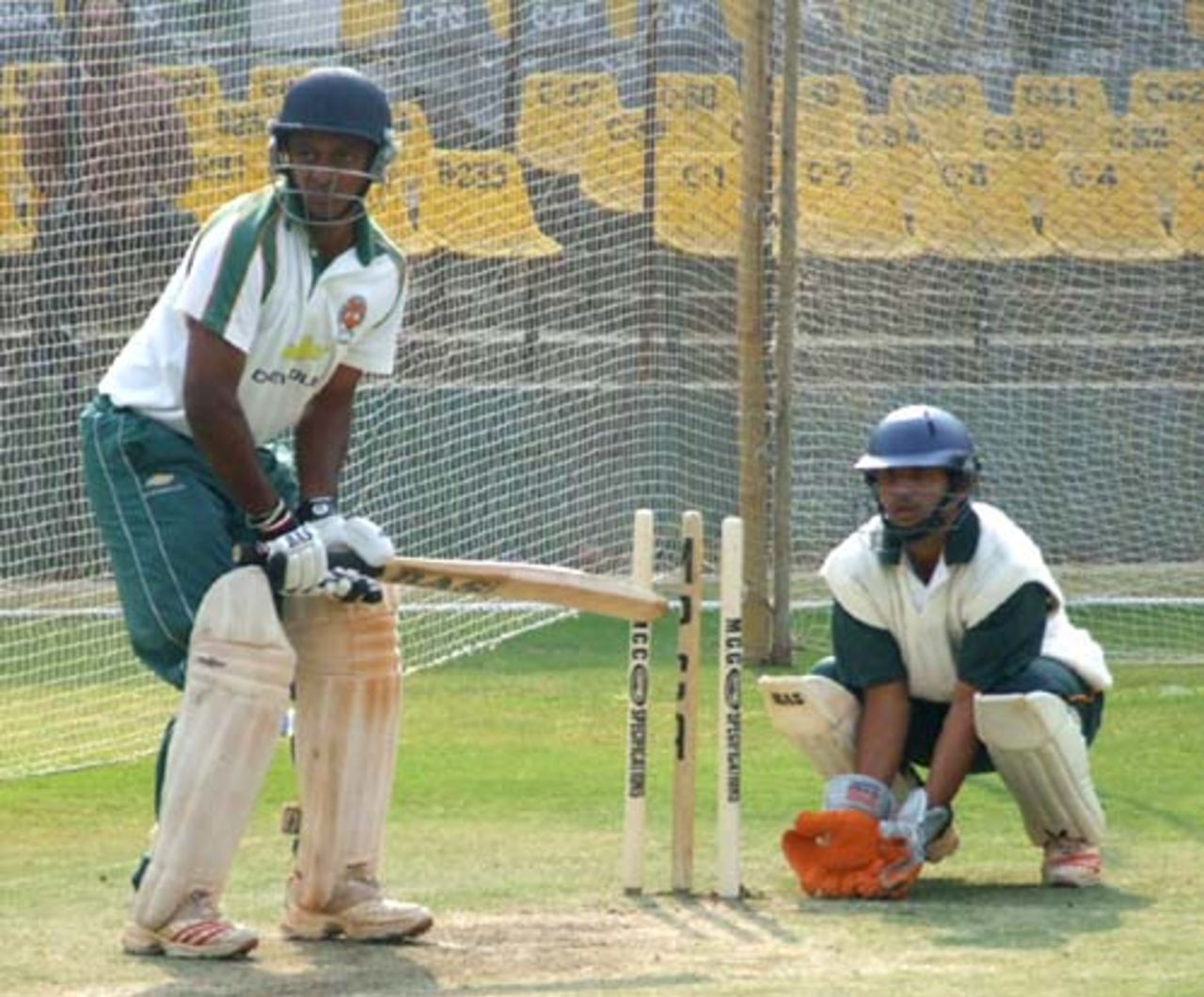Baroda's Connor Williams has a hit in the nets, Indore, January 4, 2008