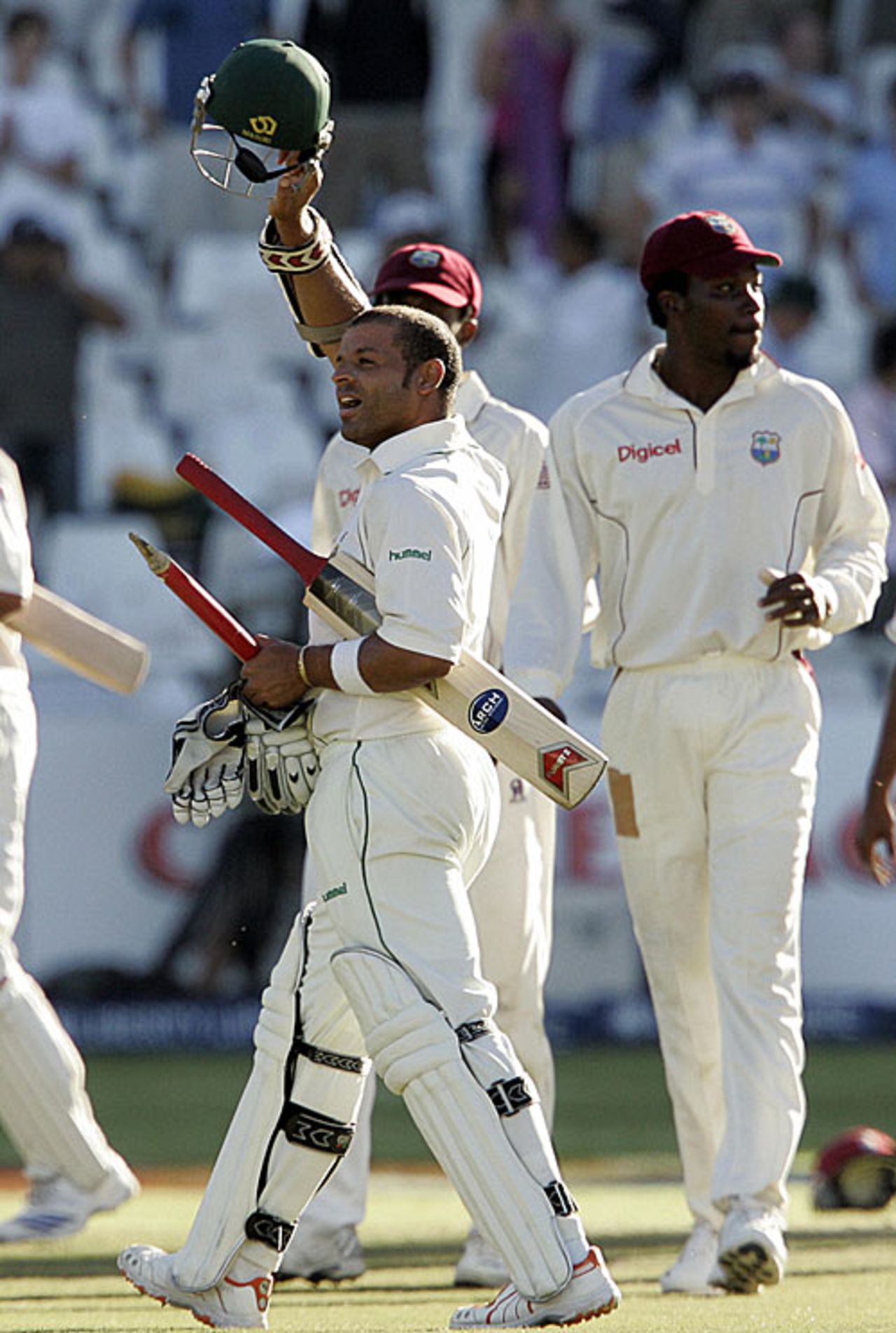 Ashwell Prince salutes the crowd and his dressing room after guiding South Africa to a seven-wicket over West Indies, South Africa v West Indies, 2nd Test, Cape Town, January 5, 2008