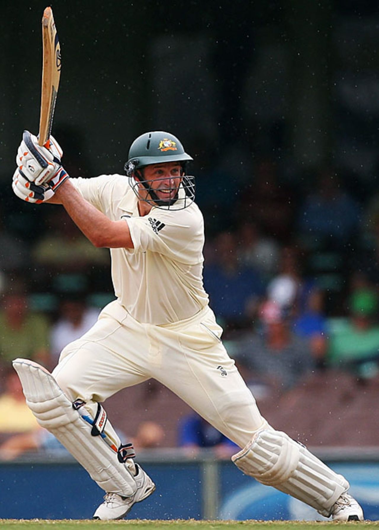 Michael Hussey drives through the off side, Australia v India, 2nd Test, Sydney, 5th day, January 6, 2008
