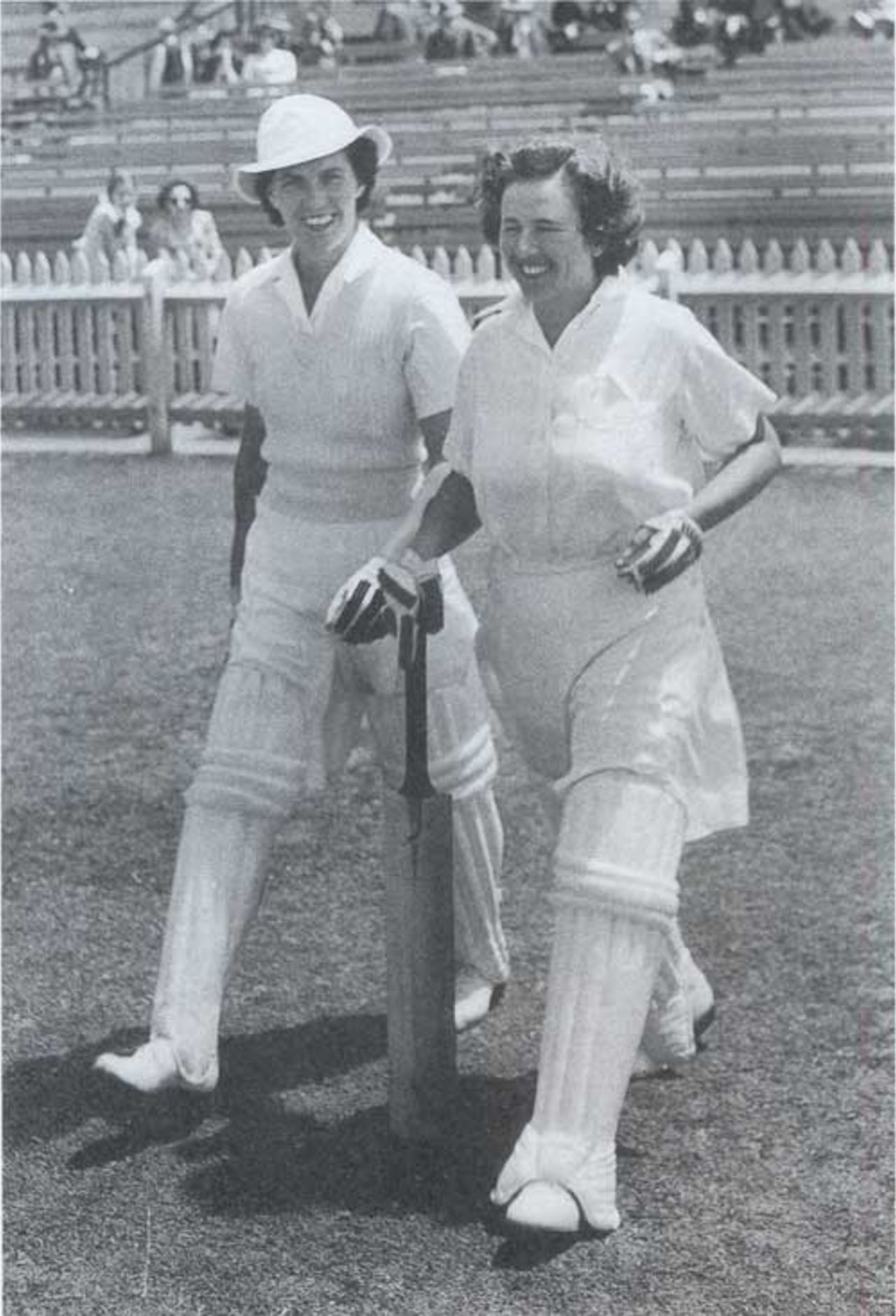 Betty Wilson and Una Paisley walk out at Adelaide, January 1949