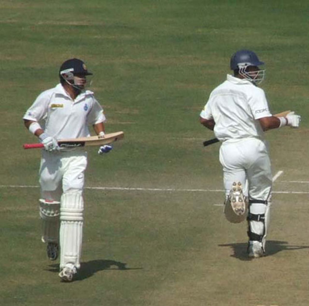 Gautam Gambhir and Shikhar Dhawan take a single, Baroda v Delhi, semi-final, Ranji Trophy Super League, Indore, 4th day, January 8, 2008 