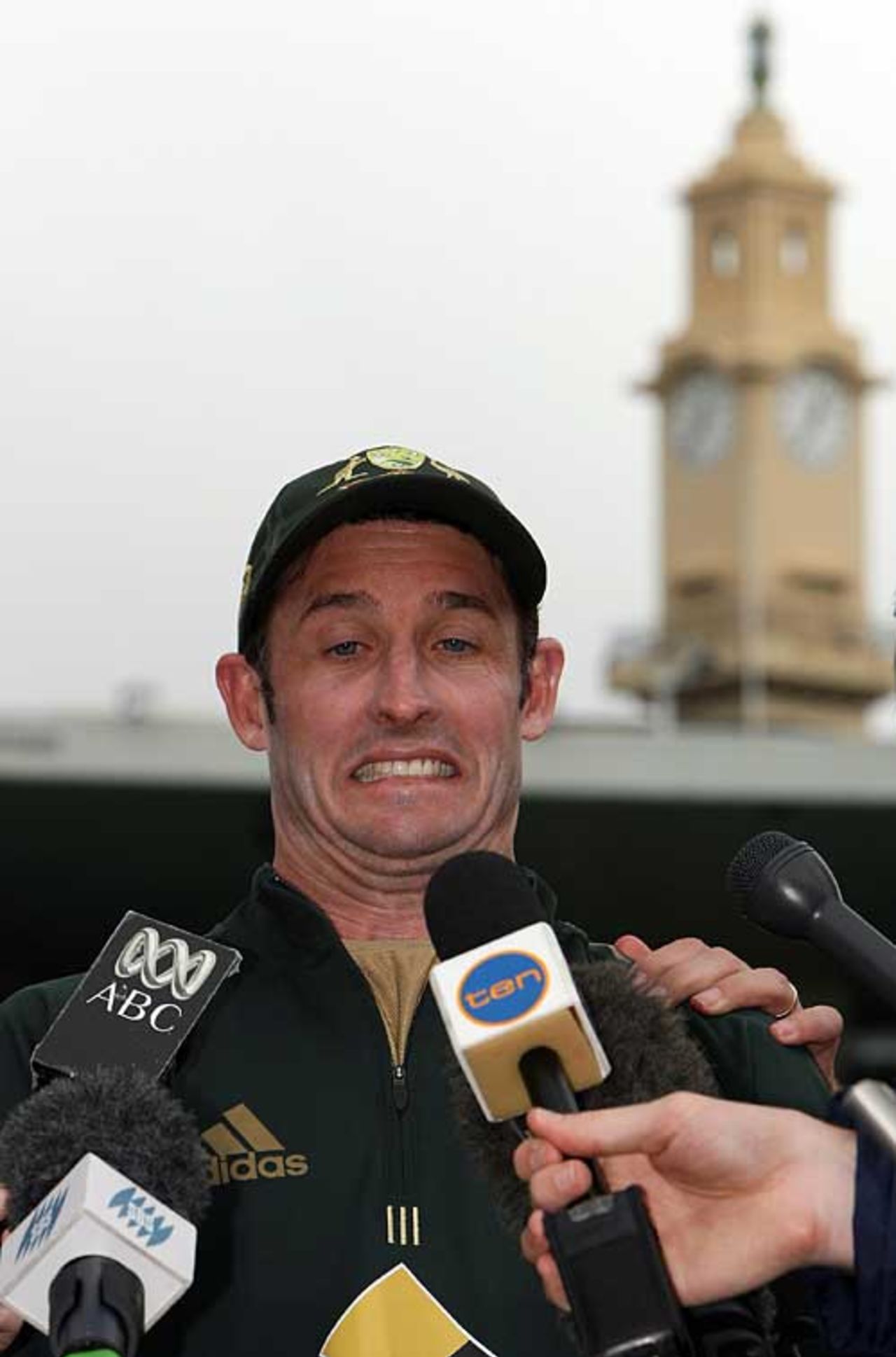 Mike Hussey seems shocked during his interview, Sydney, January 8, 2007