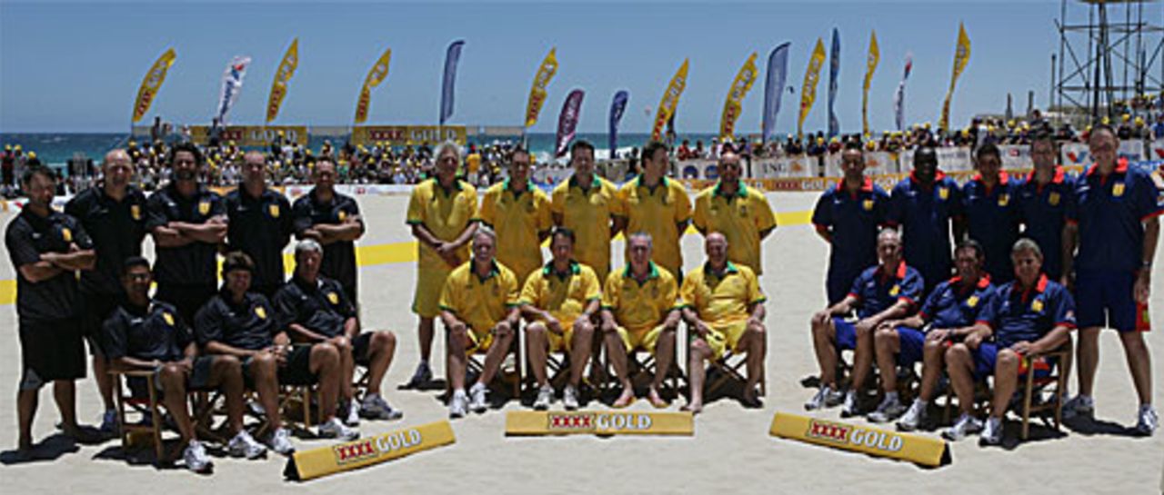 New Zealand, Australia and England line up for beach cricket, XXXX Gold tournament, Adelaide, January 9, 2007