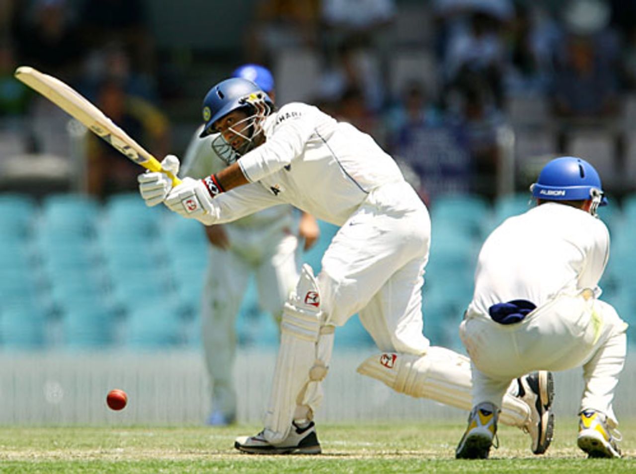 Dinesh Karthik hits through the on side, ACT XI v Indians, 1st day, Canberra, January 10, 2008