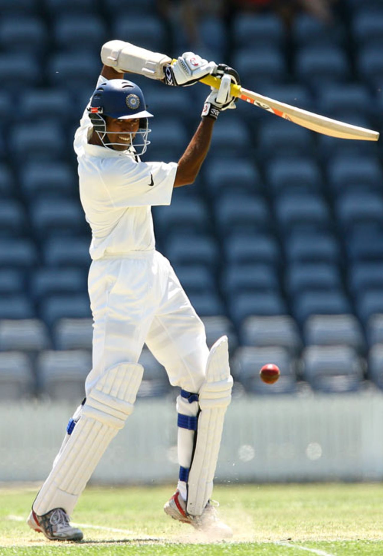 Wasim Jaffer square drives off the back foot, ACT XI v Indians, 1st day, Canberra, January 10, 2008
