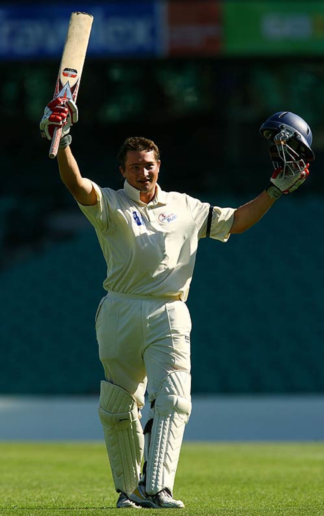 Peter Forrest celebrates his first Pura Cup century, New South Wales v Tasmania, Pura Cup, Sydney, November 20, 2007