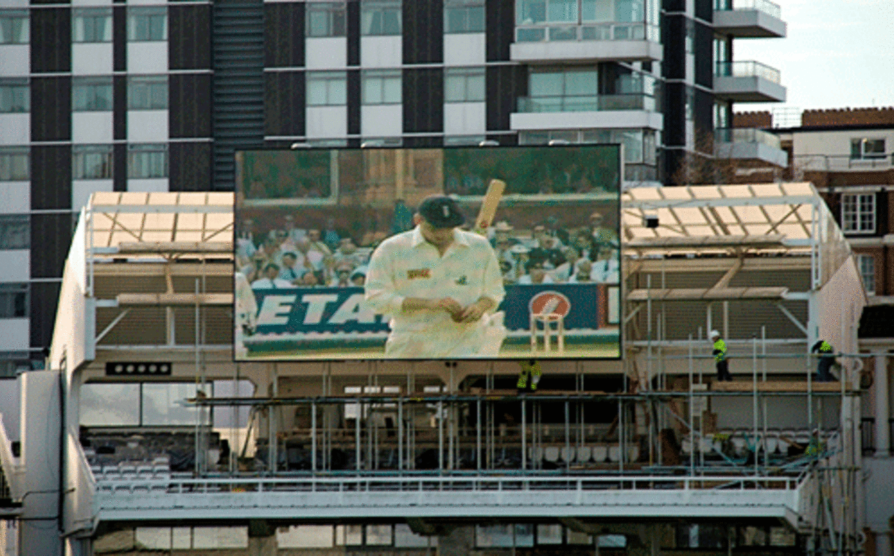 A new scoreboard being tested at Lord's, January 10, 2008