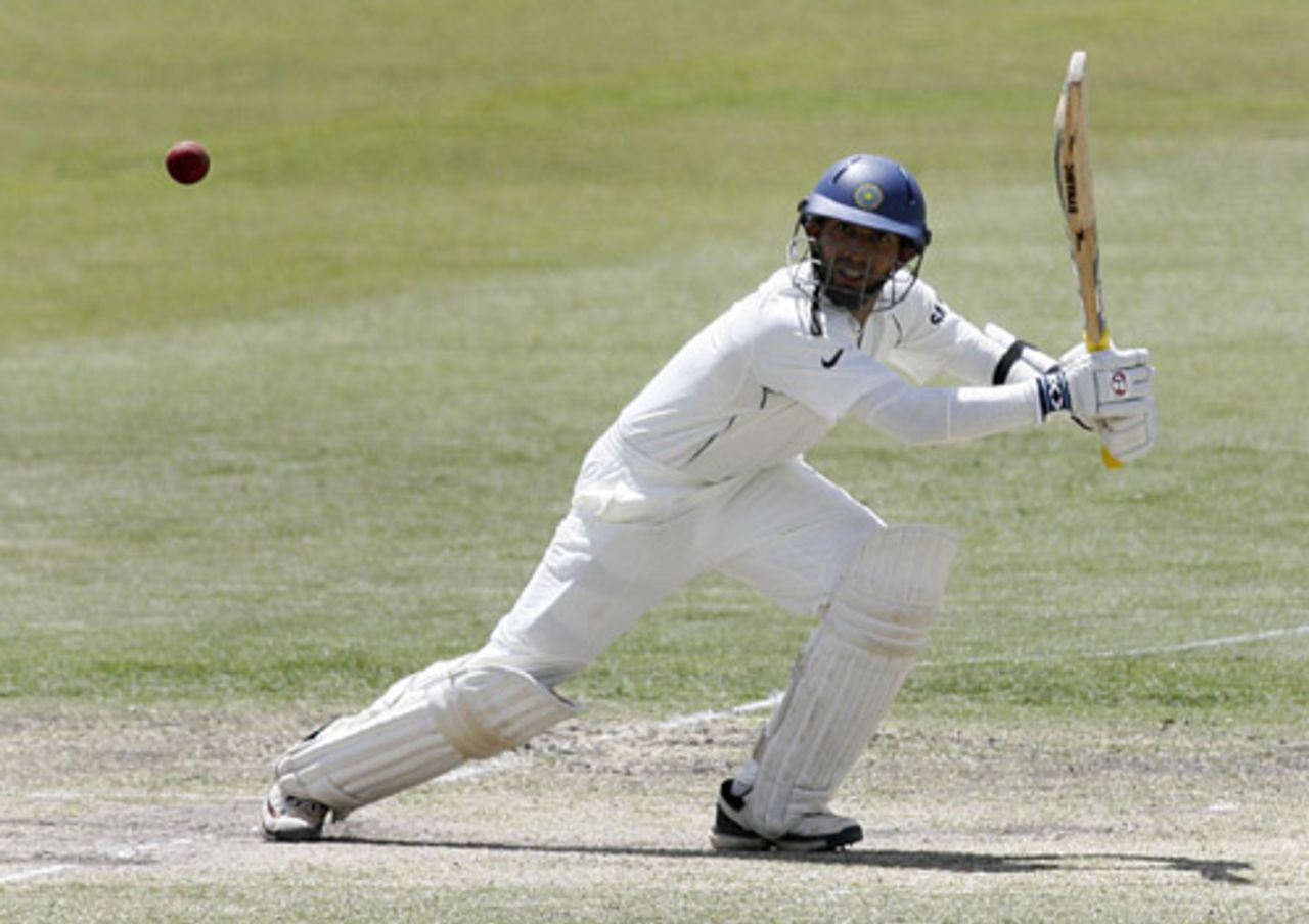Dinesh Karthik plays the ball fine during his 97, ACT XI v Indians, 3rd day, Canberra, January 12, 2008