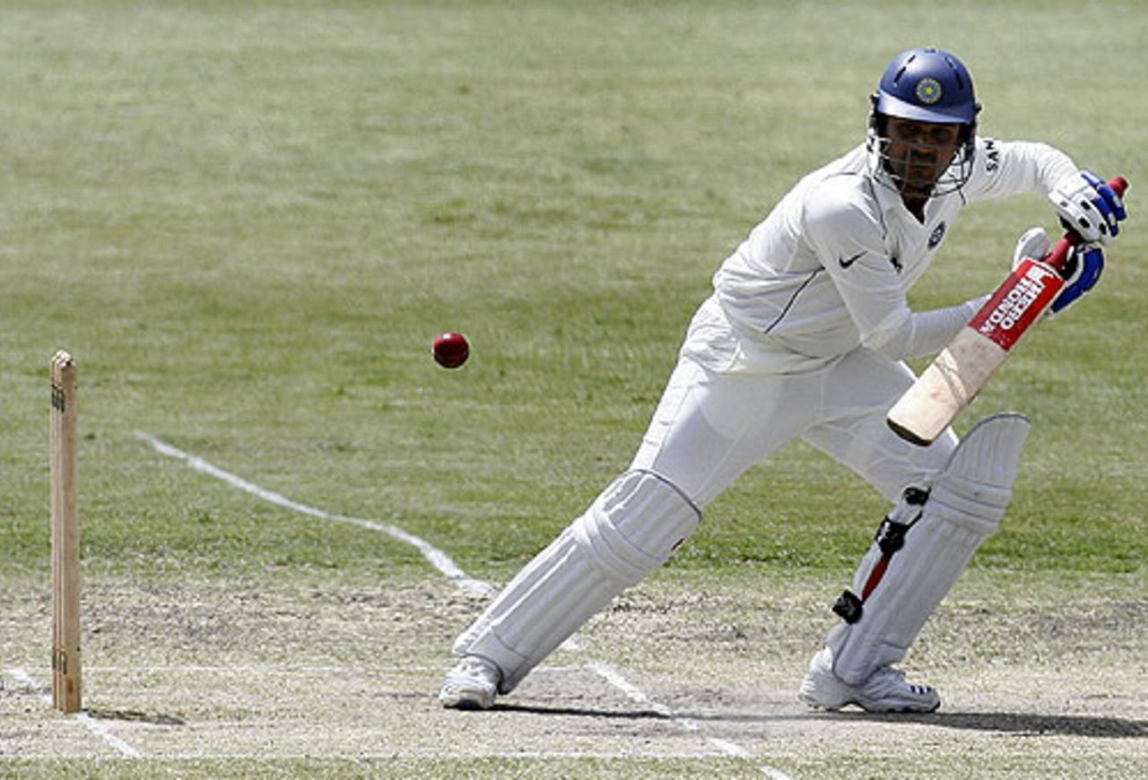 Virender Sehwag scored a fluent 113, ACT XI v Indians, 3rd day, Canberra, January 12, 2008