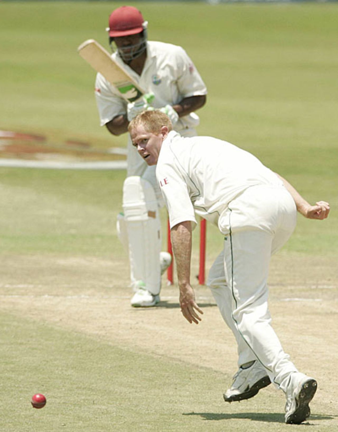 Shaun Pollock is driven for four by Marlon Samuels, South Africa v West Indies, 3rd Test, Durban, 3rd day, January 12, 2008 