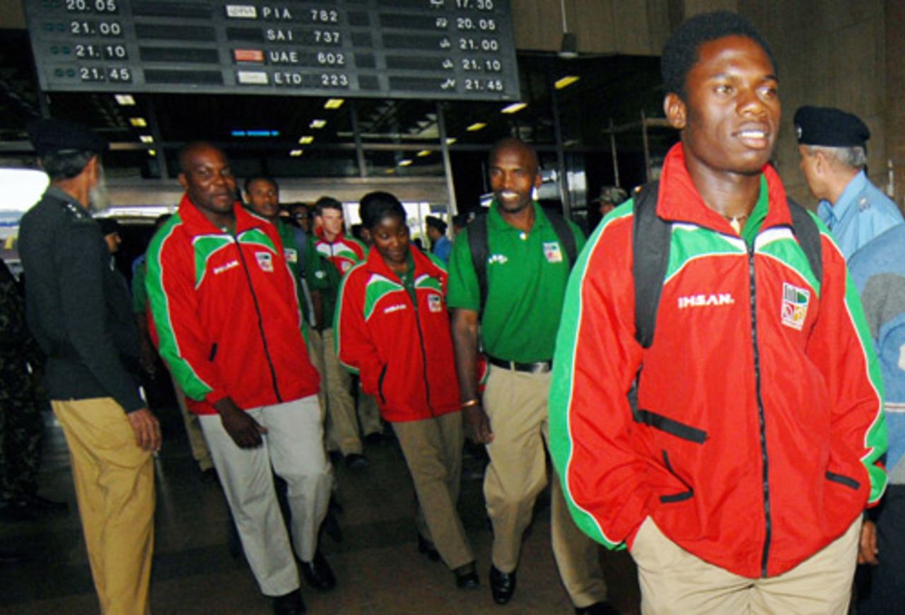 The Zimbabwe squad on arrival at the Karachi airport, January 12, 2008