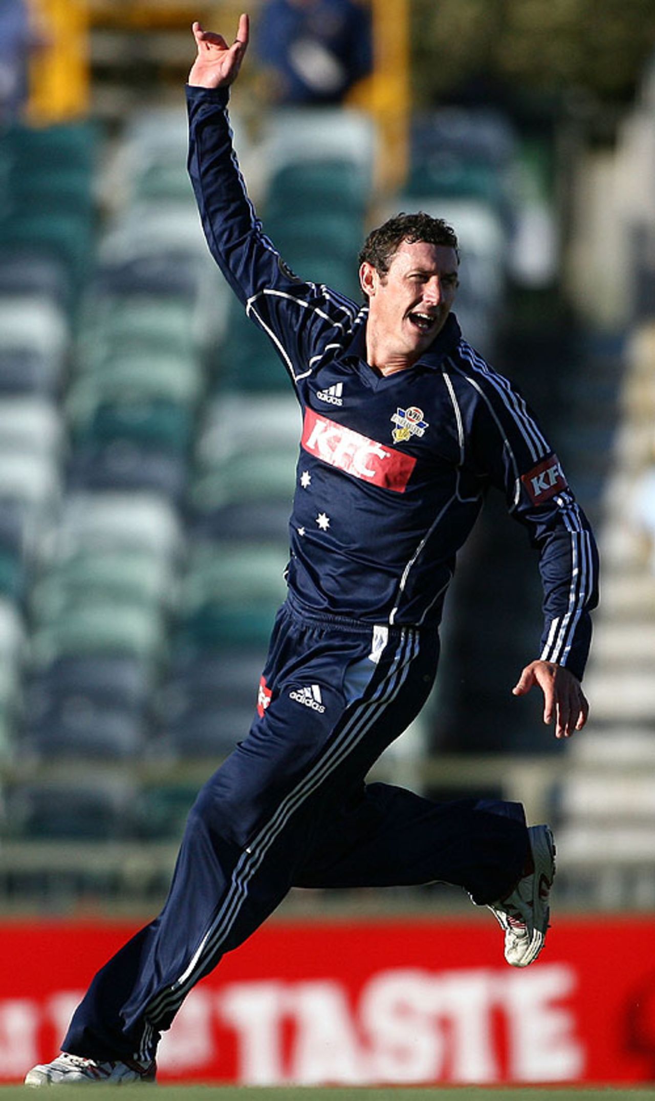 David Hussey celebrates a smart return catch, Western Australia v Victoria, KFC Twenty20 final, January 13, 2008