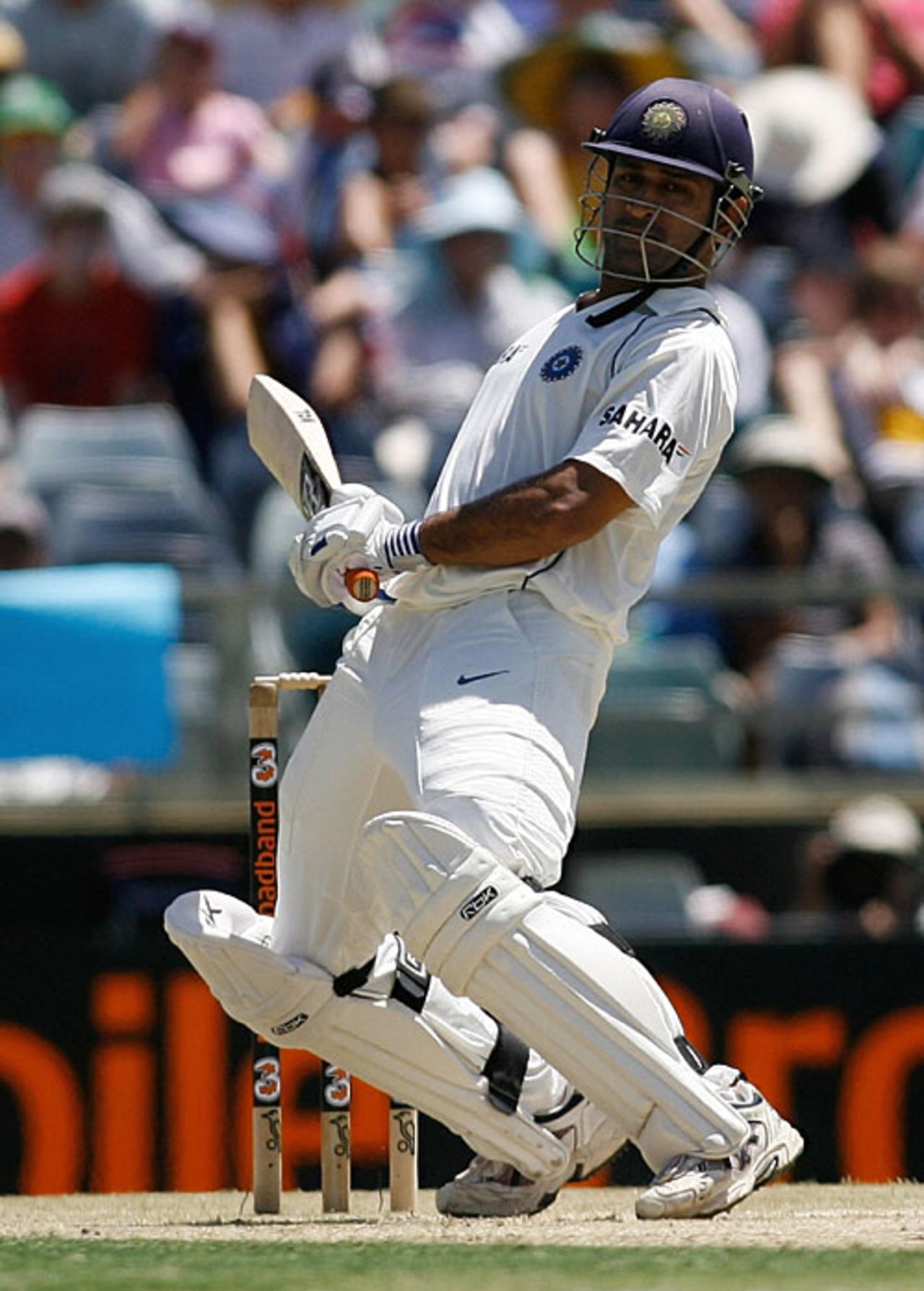Mahendra Singh Dhoni lets a ball go, Australia v India, 3rd Test, Perth, 2nd day, January 17, 2008 