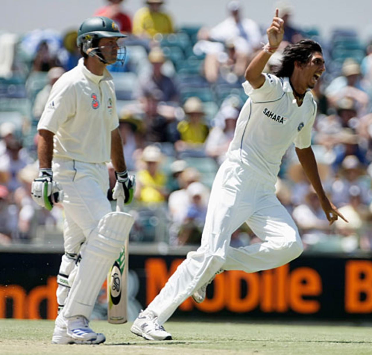 Ricky Ponting was Ishant Sharma's first wicket of the series, Australia v India, 3rd Test, Perth, 2nd day, January 17, 2008 