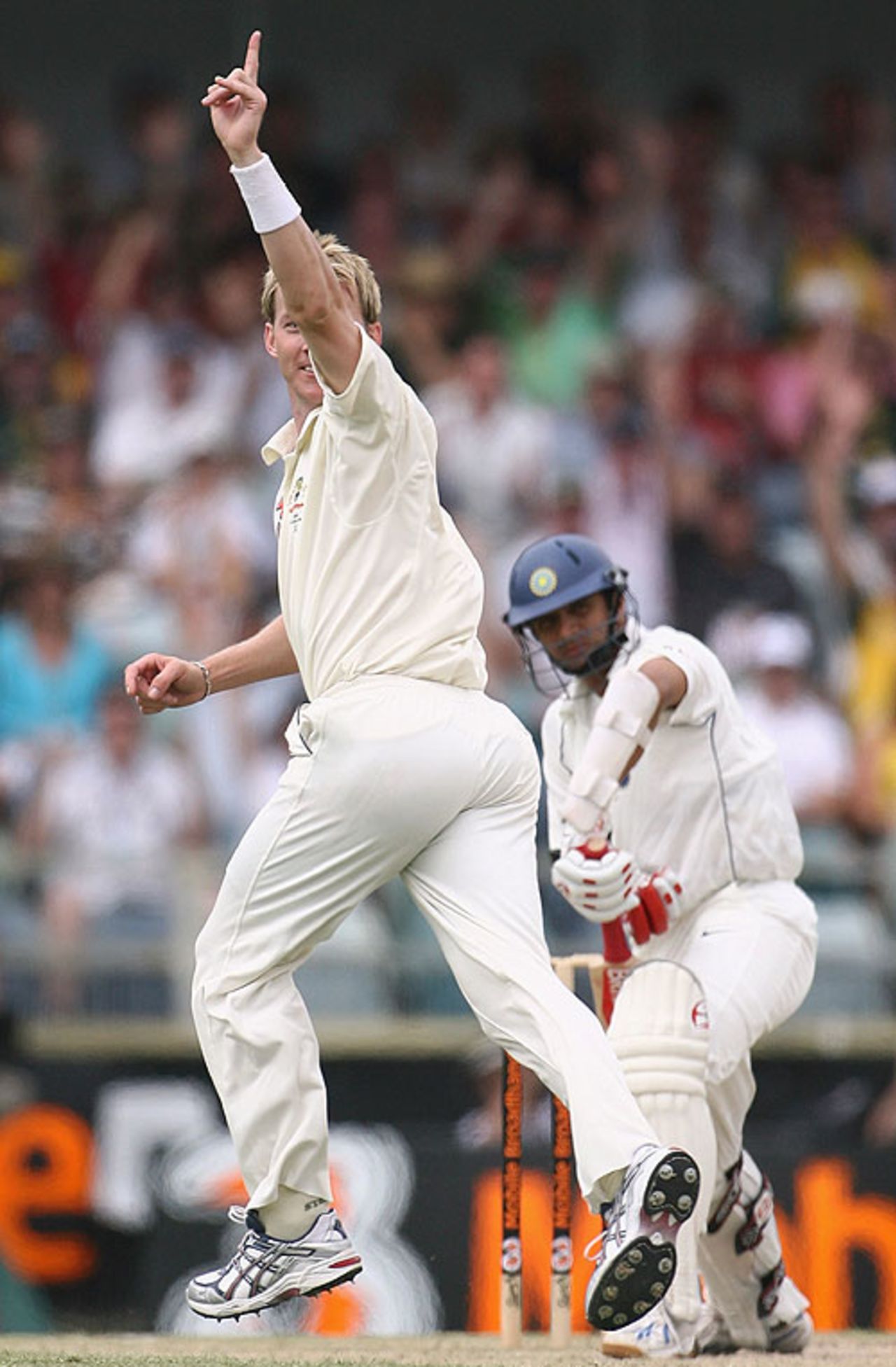 Brett Lee knows he's got Rahul Dravid this time, Australia v India, 3rd Test, Perth, 3rd day, January 18, 2008