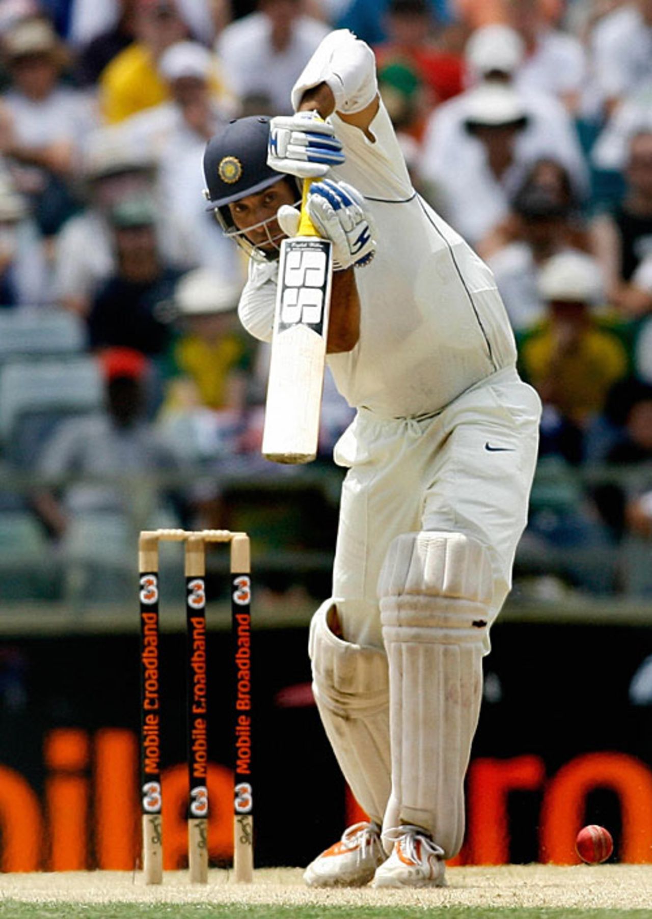 VVS Laxman drives during his half-century, Australia v India, 3rd Test, Perth, 3rd day, January 18, 2008