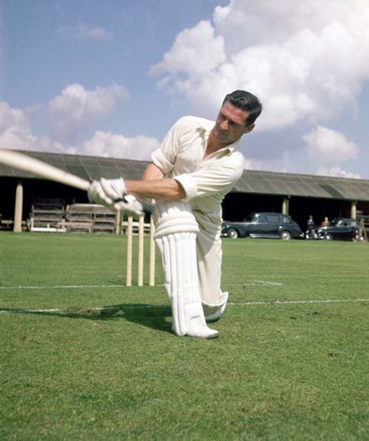 Neil Harvey in the nets at Lord's during the 1961 Ashes 