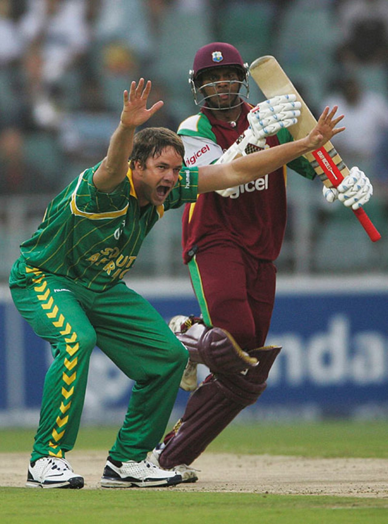 Albie Morkel appeals for the wicket of Shivnarine Chanderpaul, South Africa v West Indies, 2nd Twenty20, Johannesburg, January 18, 2008