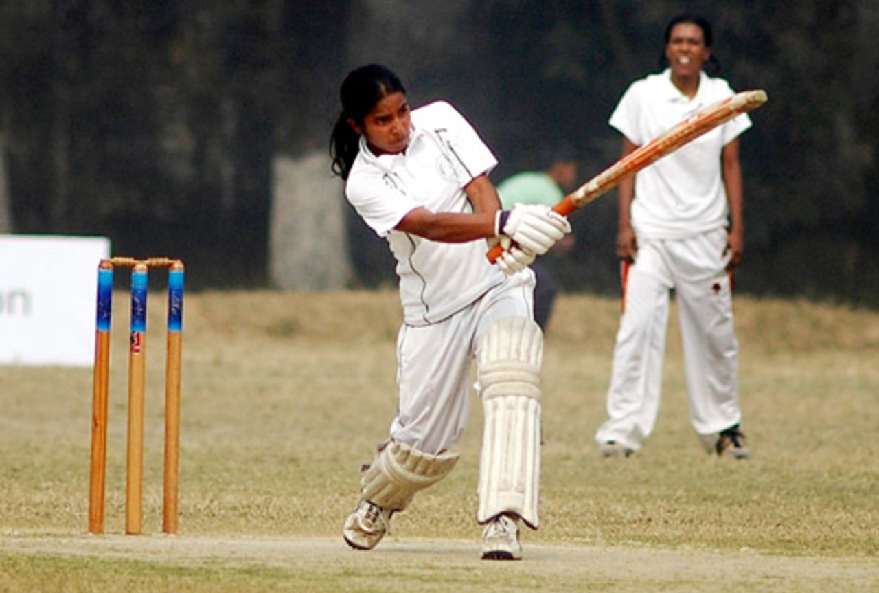 Tithy Sarkar in action during the women's open cricket tournament in Bangladesh, January 18, 2008