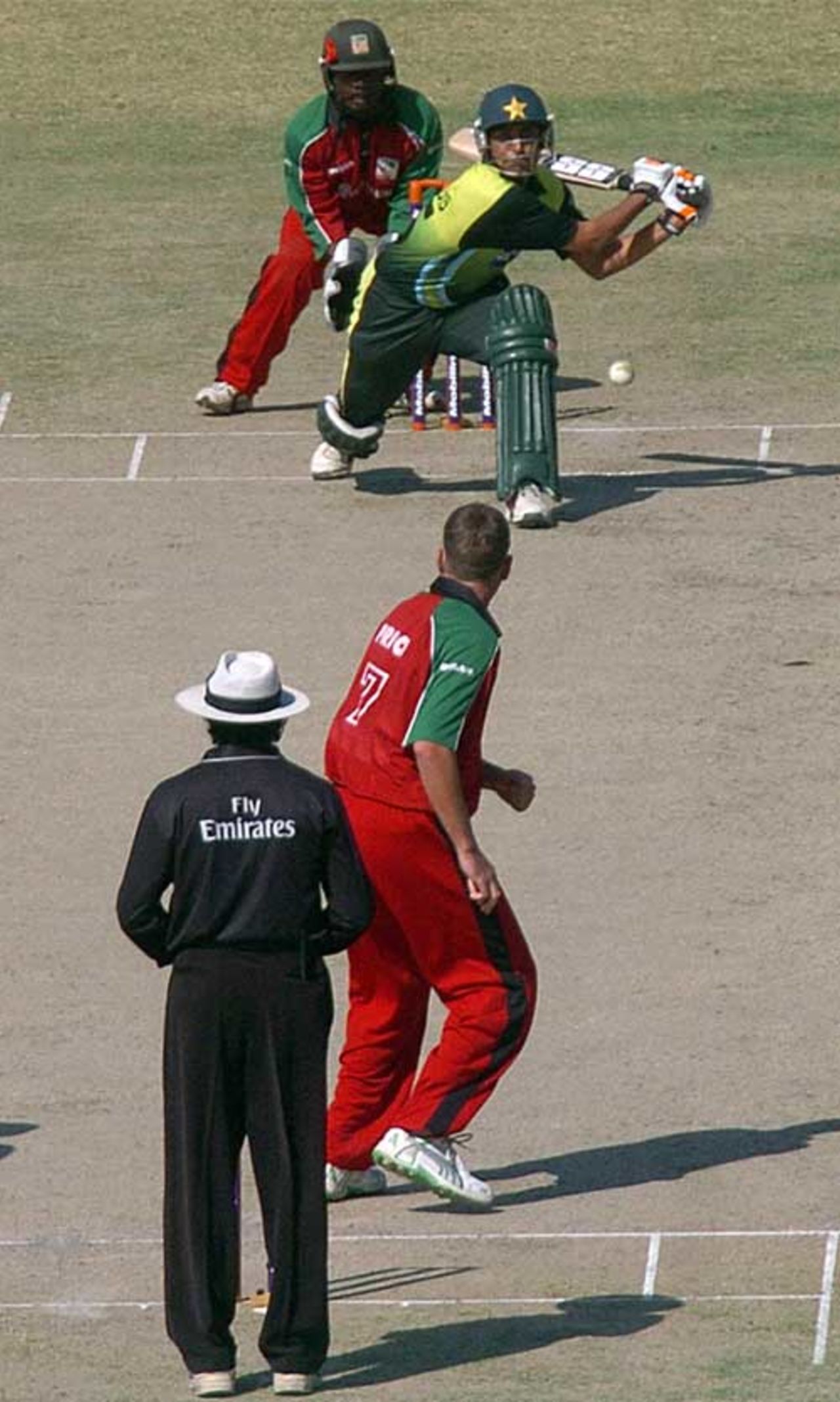 Younis Khan brings out a reverse-sweep against Ray Price, Pakistan v Zimbabwe, 1st ODI, Karachi, January 21, 2008